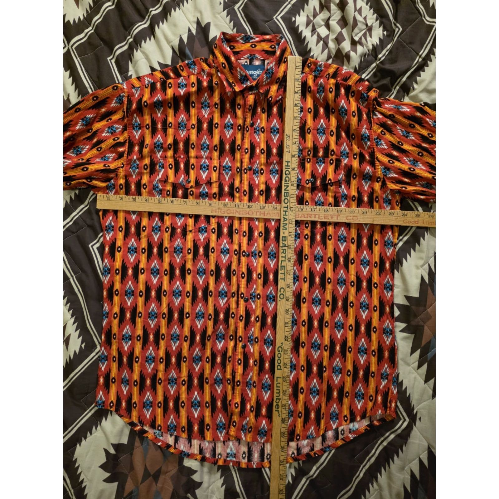 Wrangler VINTAGE Wrangler Pearl Snap Western Shirt Long Sleeve Aztec Cowboy Rodeo Mens Large Size US L / EU 52-54 / 3 - 5 Thumbnail