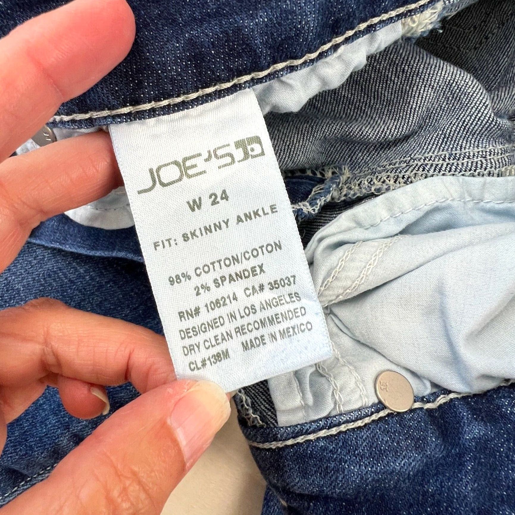 Vintage Joes Womens 24 Skinny Jeans Medium Wash Denim Ankle Patches Raw Edges Size 42" / US 20 - 4 Thumbnail