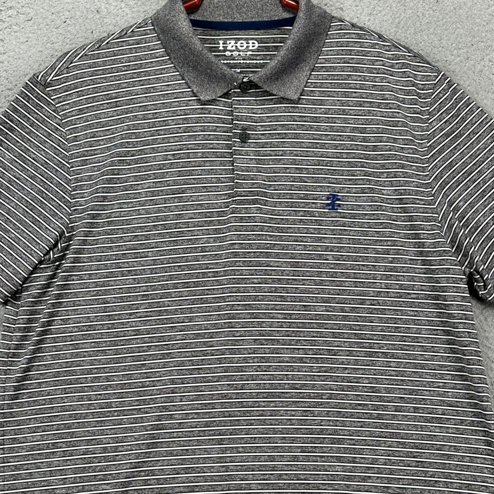 Izod Izod Golf Polo Shirt Short Sleeve Men Medium Gray Striped Performance Stretch Logo Rugby Size US M / EU 48-50 / 2 - 2 Thumbnail
