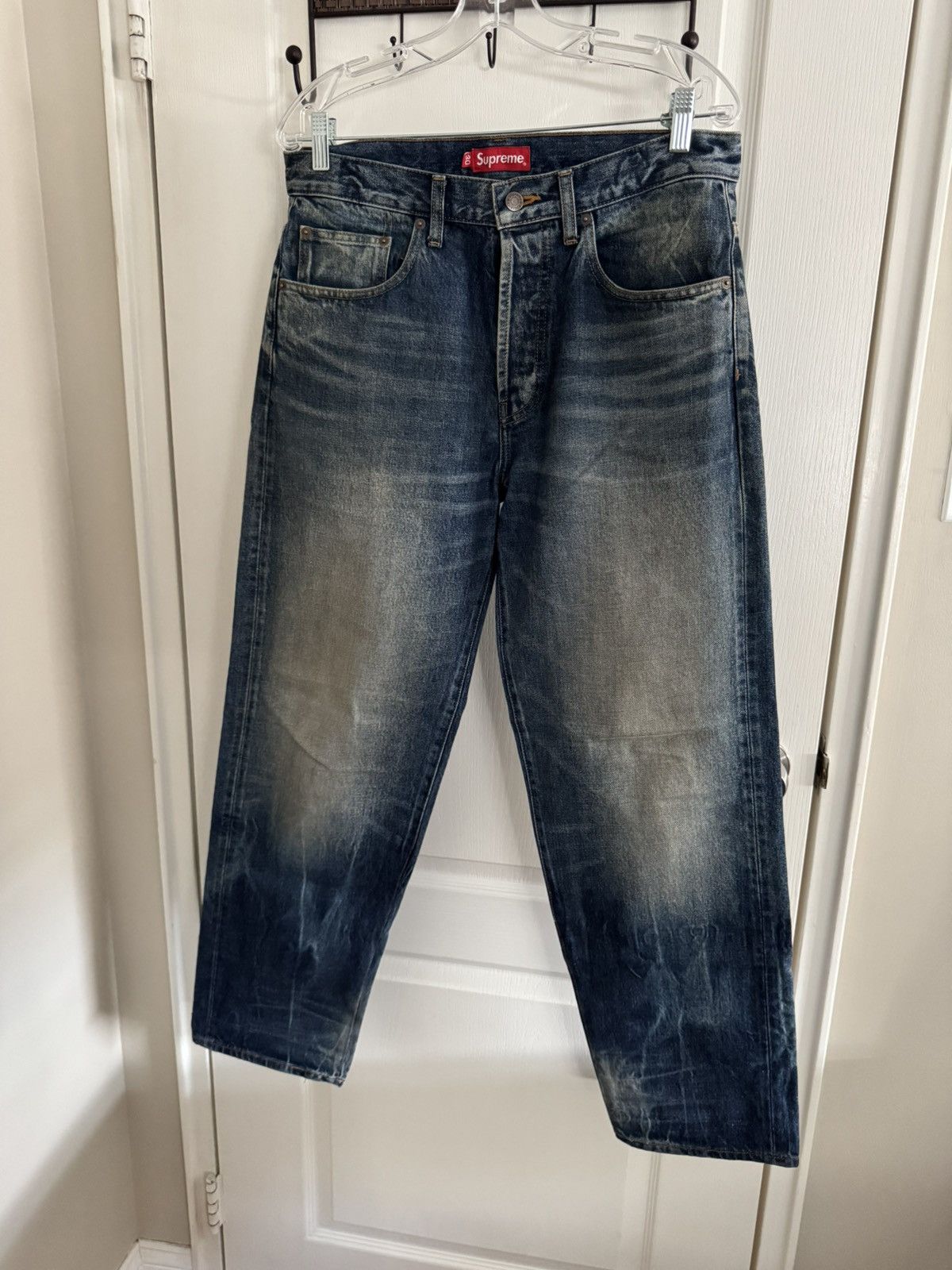 Supreme Supreme Distressed Loose Fit Selvedge Jeans | Grailed