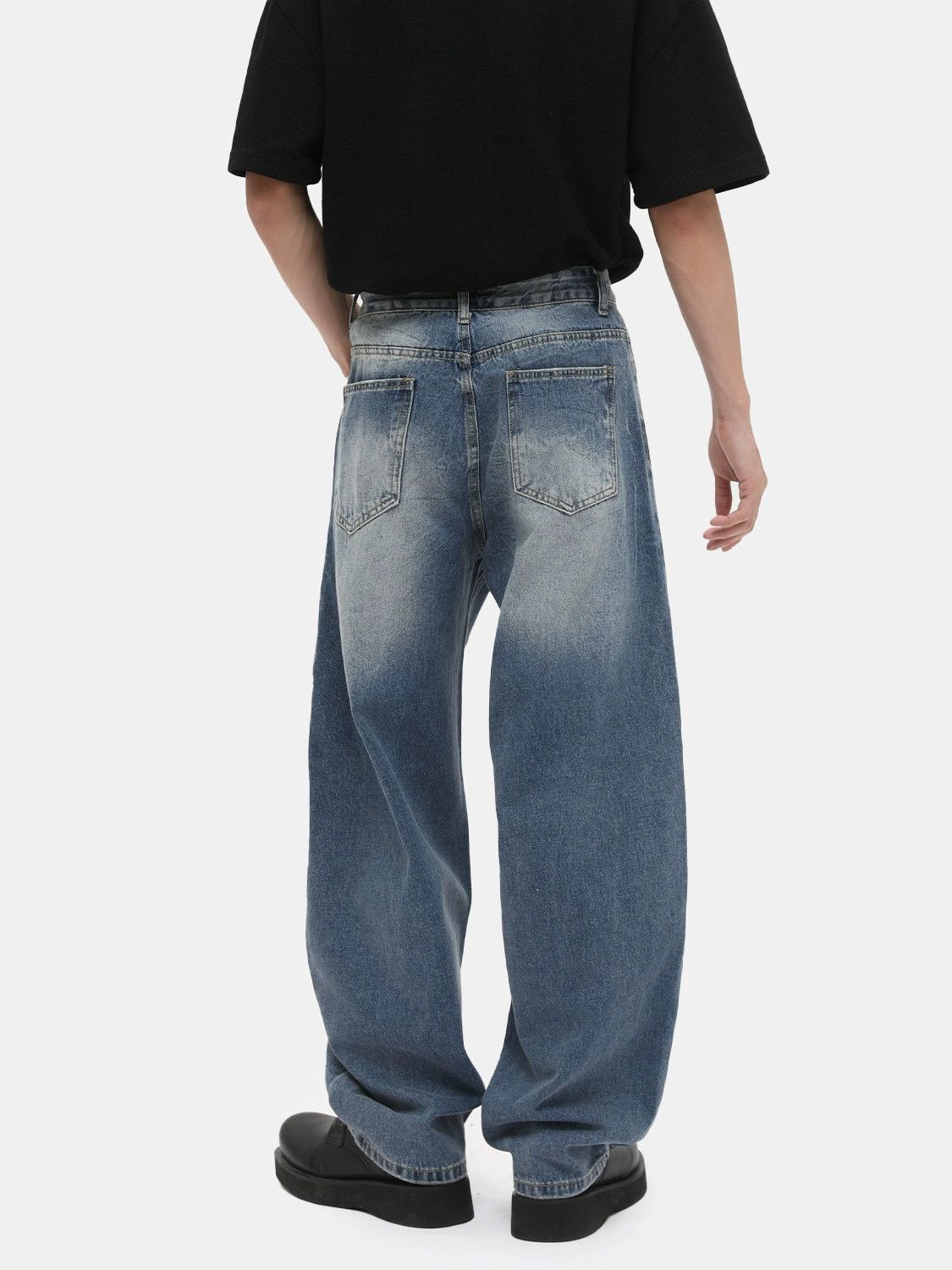 Vintage High street distressed loose washed casual scimitar jeans Size US 32 / EU 48 - 5 Thumbnail