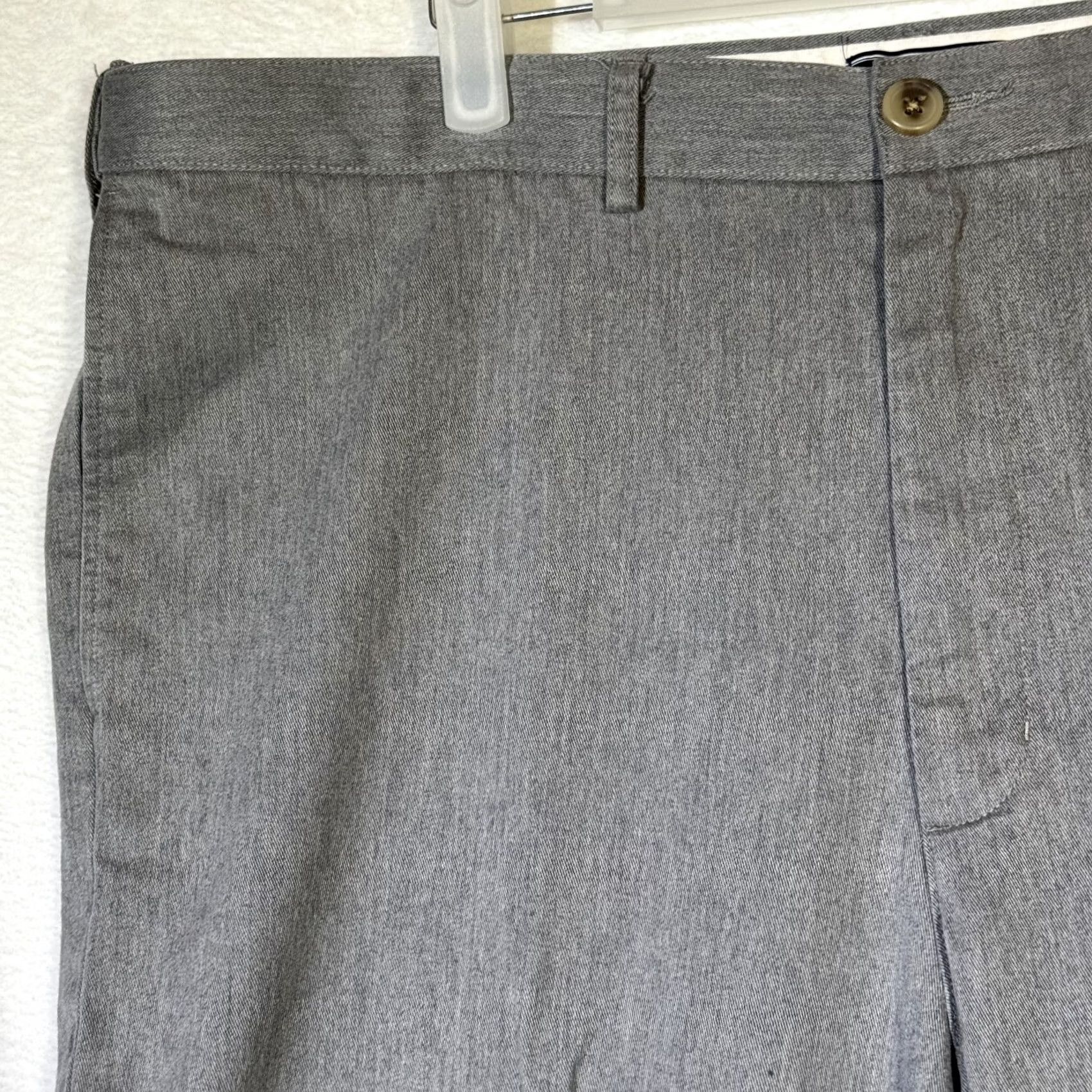 Lands' End Lands' End Men's Gray 100% Cotton Straight-Leg Pants, Size 42 — Classic Dress Pants, Regular Fit, Flat Front, Breathable, Machine Washable Size US 42 / EU 58 - 4 Thumbnail