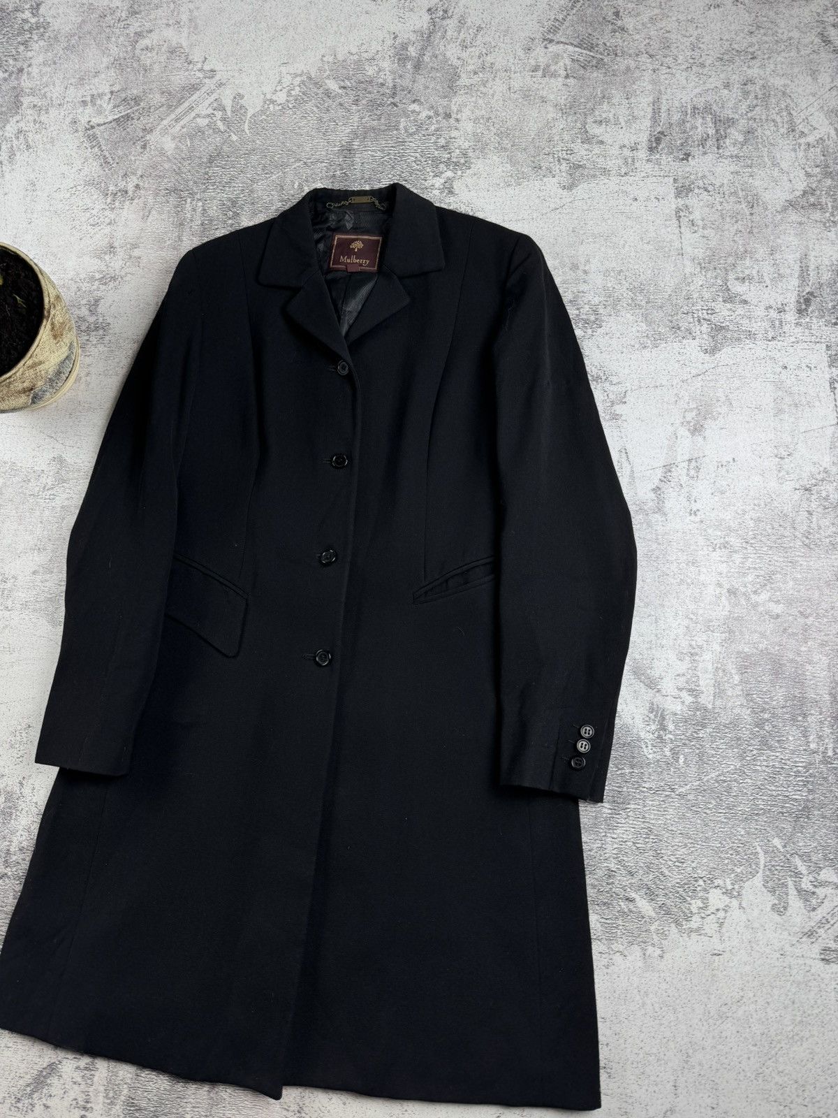 Mulberry MULBERRY 90s Vintage Black Wool Viscose 10 Size Trench Black Coat Jacket Blazer Size M / US 6-8 / IT 42-44 - 3 Thumbnail