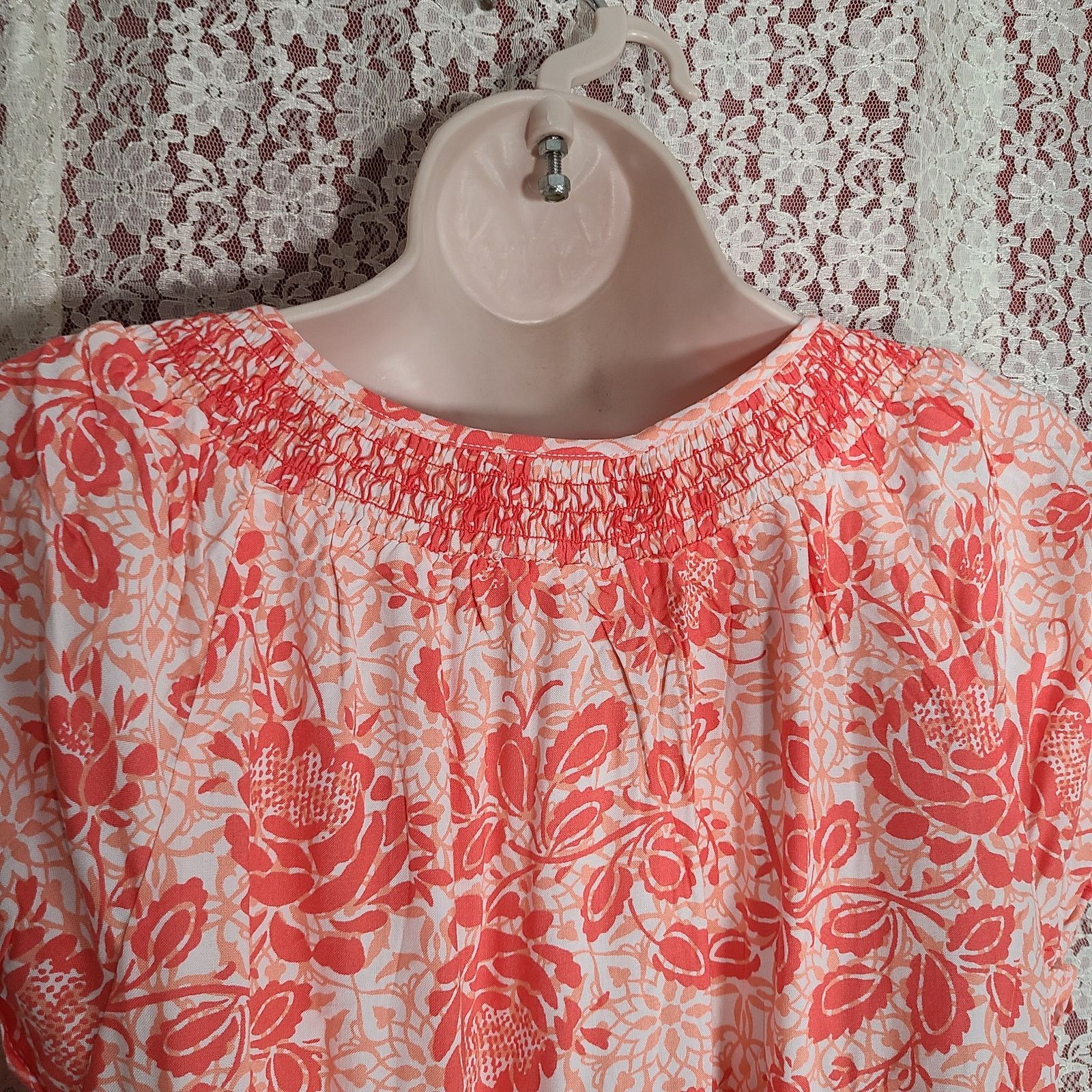 Faded Glory NWT Faded Glory pink white floral print peasant blouse med Size M / US 6-8 / IT 42-44 - 8 Thumbnail