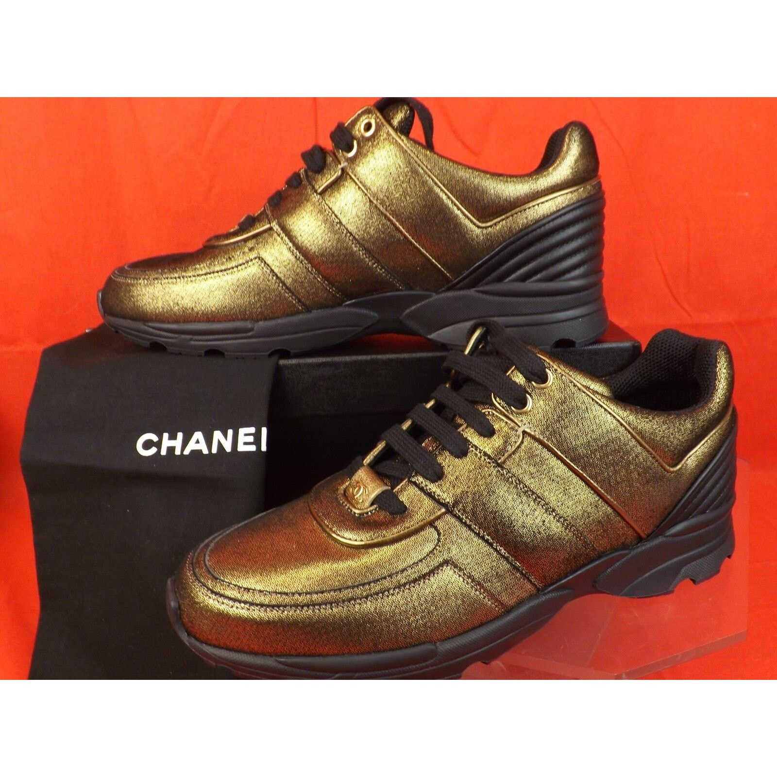 Chanel G31711 GOLDEN BROWN FABRIC LEATHER LOGO G31711 SNEAKERS 41 Size US 11 / IT 41 - 1 Thumbnail