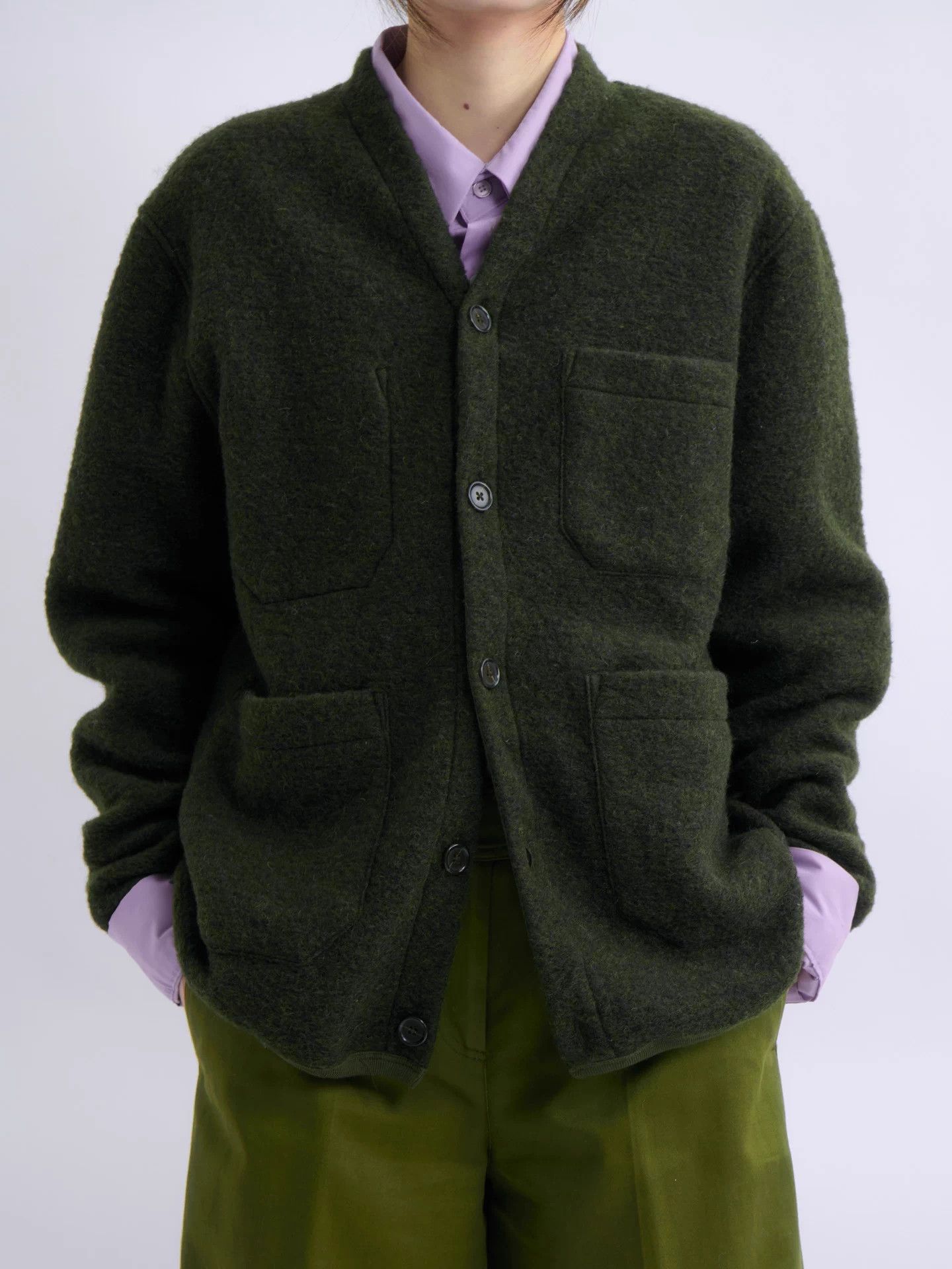 Other UNIVERSAL WORKS Moss Green Oversized Wool Cardigan Size M / US 6-8 / IT 42-44 - 1 Thumbnail
