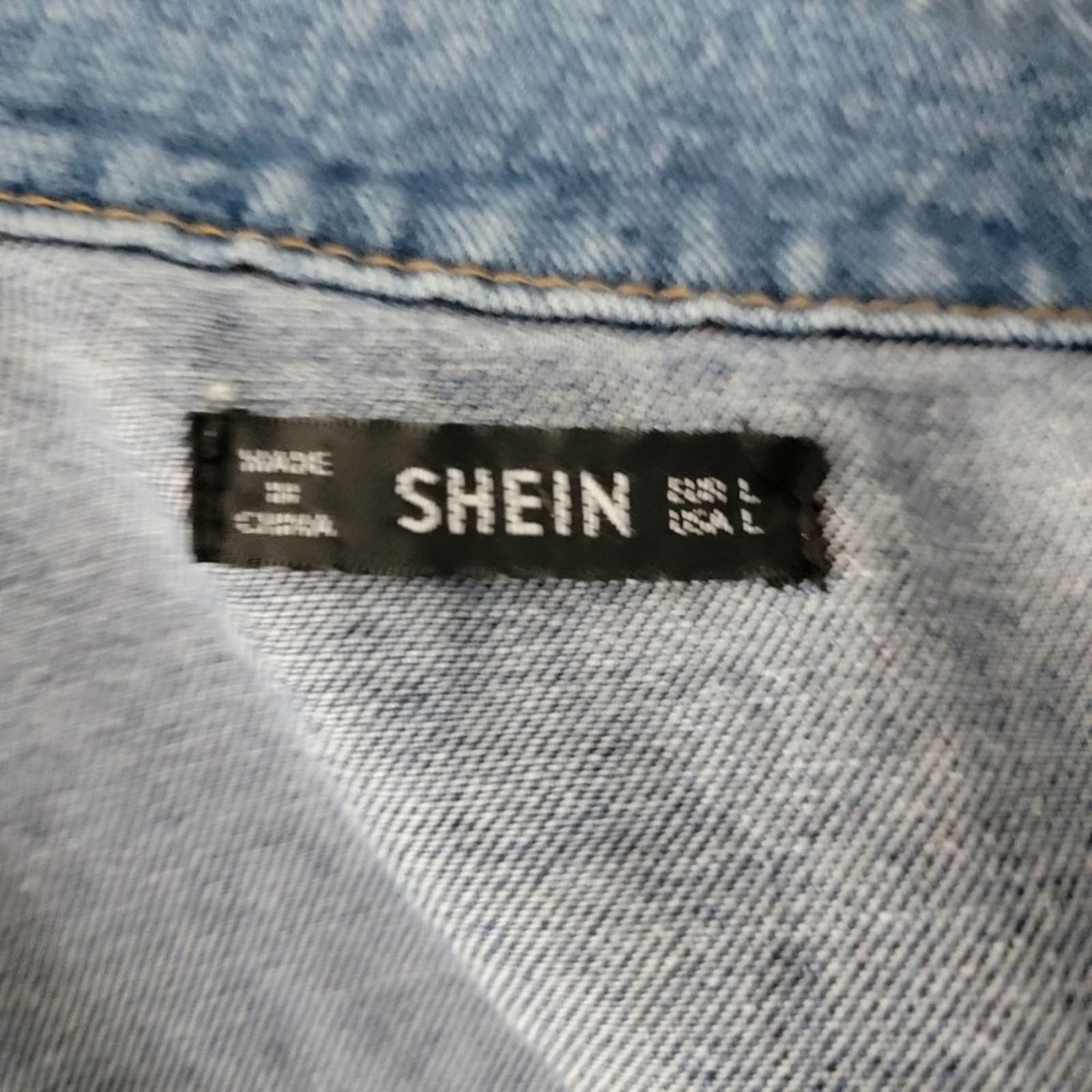 Shein Ripped Faded Wash Denim Jean Trucker Jacket - L Size L / US 10 / IT 46 - 6 Thumbnail