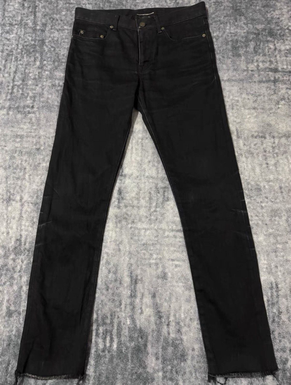 Saint Laurent Paris Saint Laurent 15SS Runway Distressed Frayed Hem Denim Jeans Size US 30 / EU 46 - 1 Thumbnail