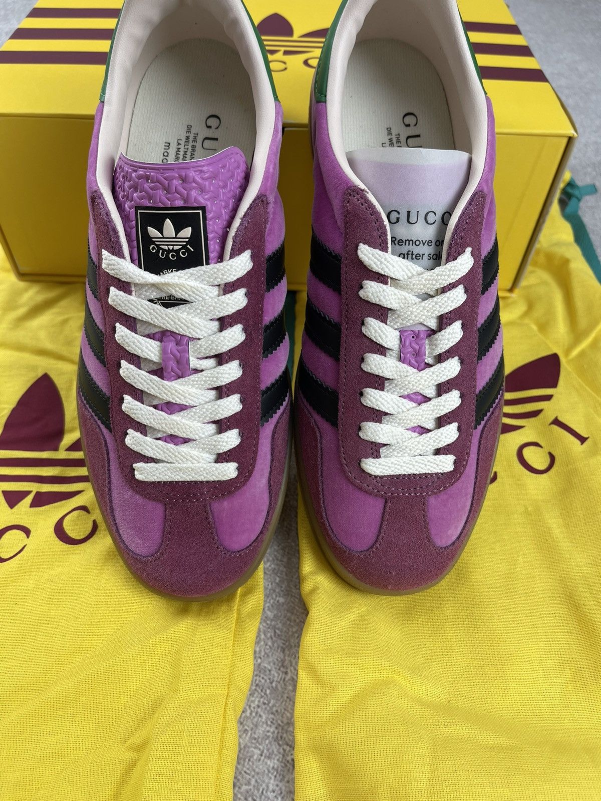Adidas × Gucci Adidas x Gucci Gazelle Velvet Pink Size 39 1/3 Size US 7.5 / IT 37.5 - 5 Thumbnail