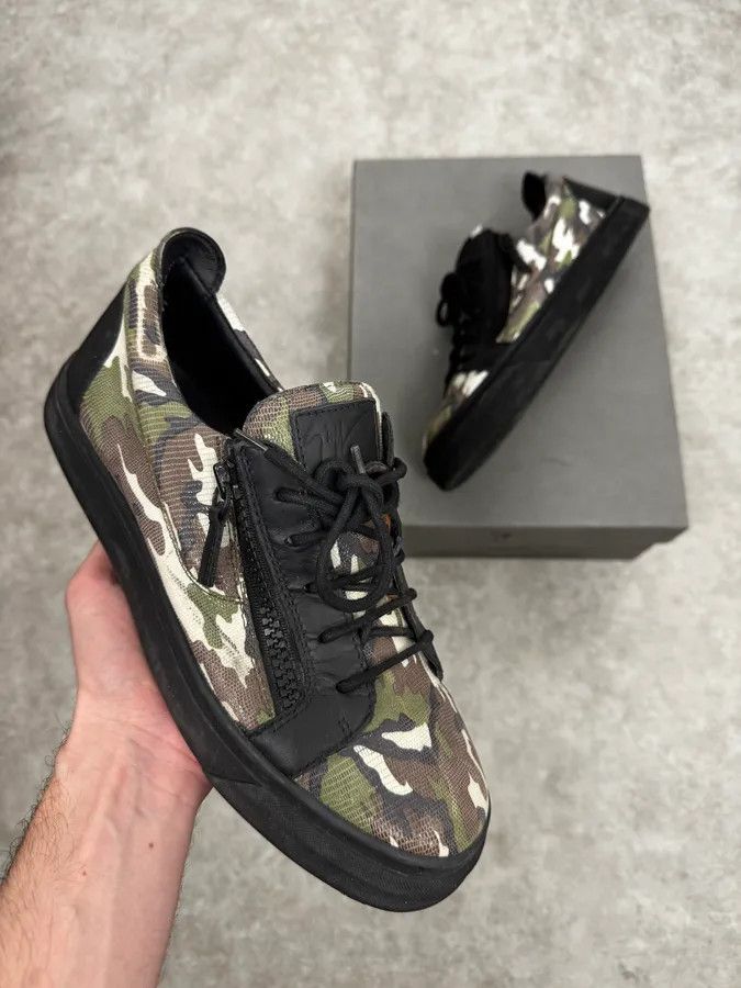 Zanotti Camo Zips Black Sneakers