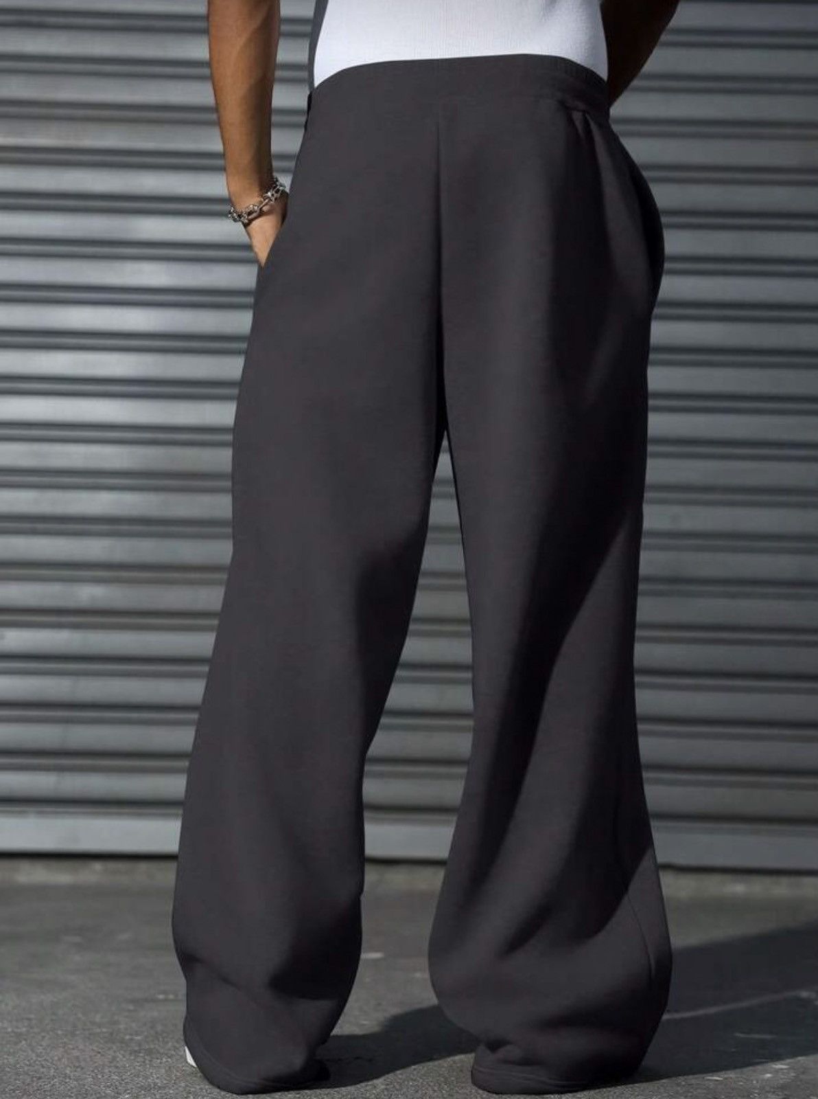 Japanese Brand Wide-Leg Track Pants Black White Piping Baggy Athleisure Size US 34 / EU 50 - 3 Thumbnail