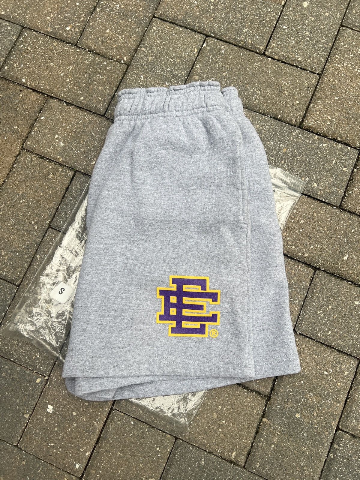 Eric Emanuel Sweat Short Grey/Purple/Yellow Size Small