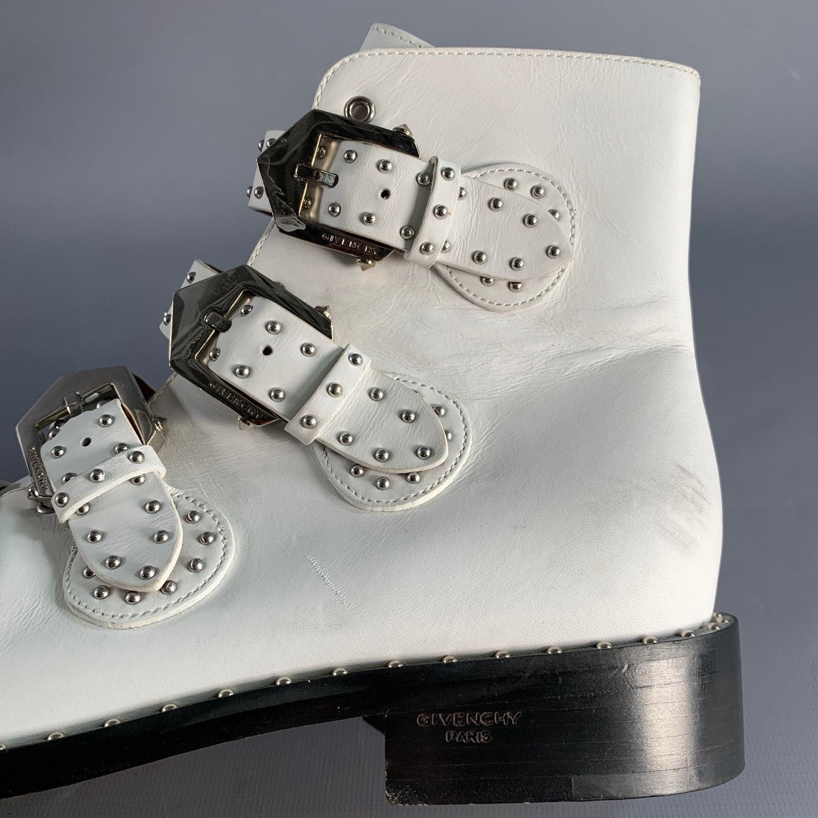 Givenchy GIVENCHY Size 8 White Studded Leather Belted Boots Size US 8 / EU 41 - 7 Thumbnail