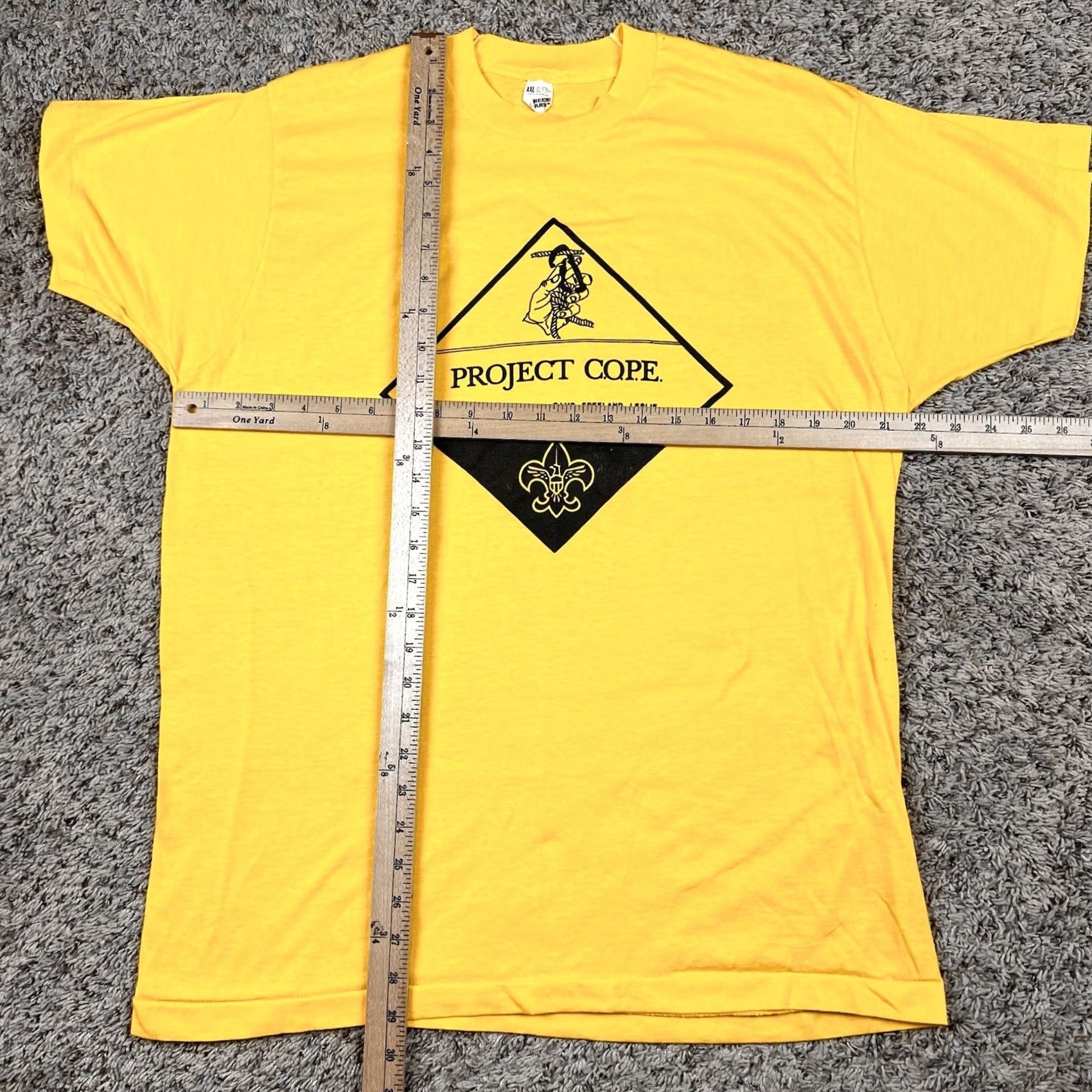 Vintage VINTAGE 80s Boy Scout Project Cope Graphic Single Stitch T-Shirt Large Made USA Shirt Mens Yellow Cotton Polyester Graphic Print 80s Vintage Size US L / EU 52-54 / 3 - 6 Thumbnail