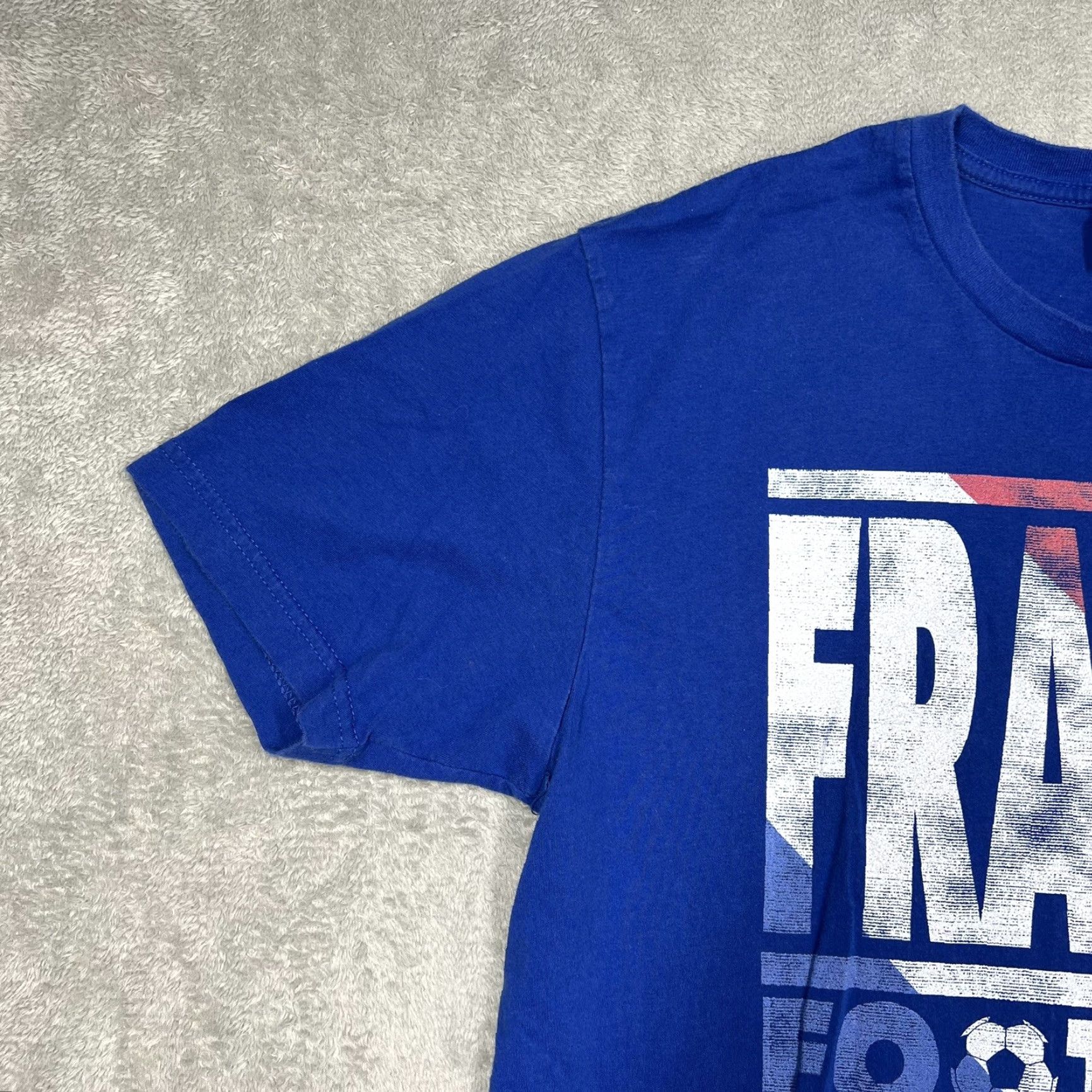 Vintage France Football T-Shirt FIFA World Cup Russia 2018 Mens Large Royal Blue Size US L / EU 52-54 / 3 - 4 Thumbnail
