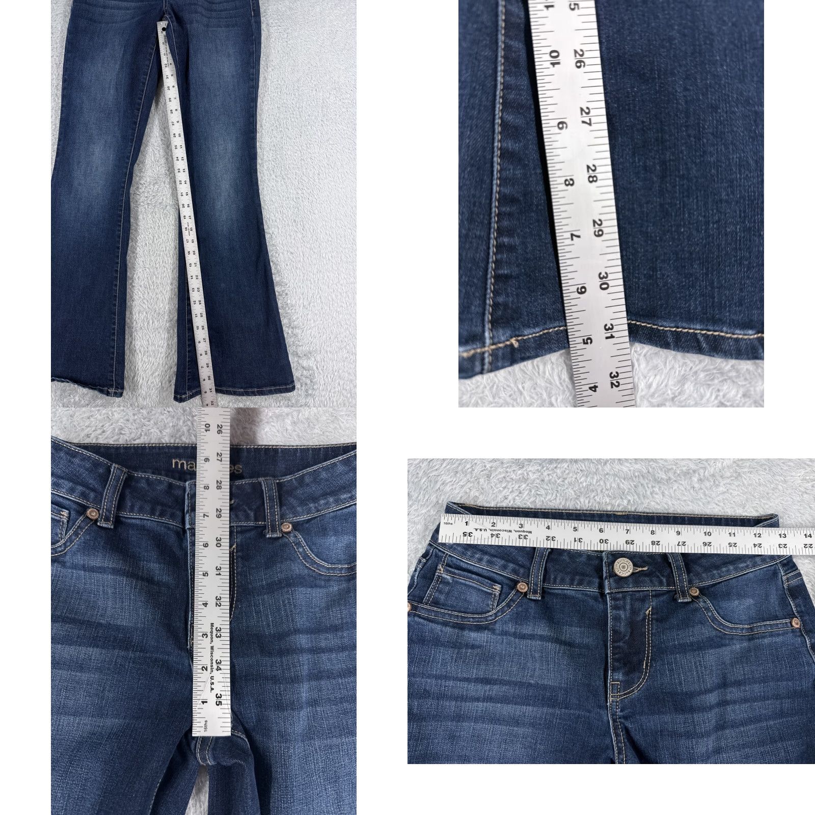Vintage Maurices Women's Flared Jeans 24 Blue Denim Low Rise Cotton Blend 24x32 Size 42" / US 20 - 8 Thumbnail