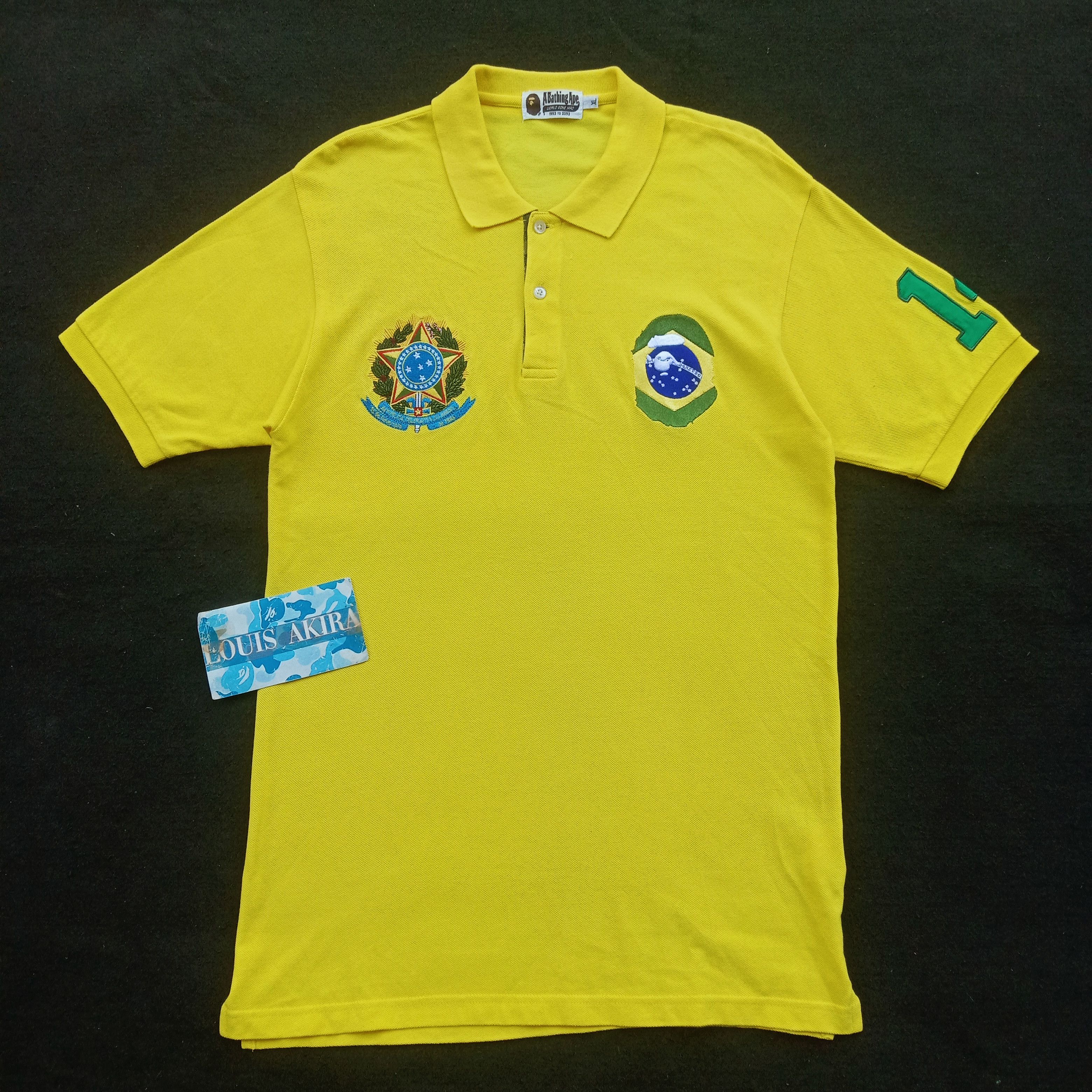 image of Bape 2014 Soccer World Cup Brasil Polo in Yellow, Men's (Size XL)