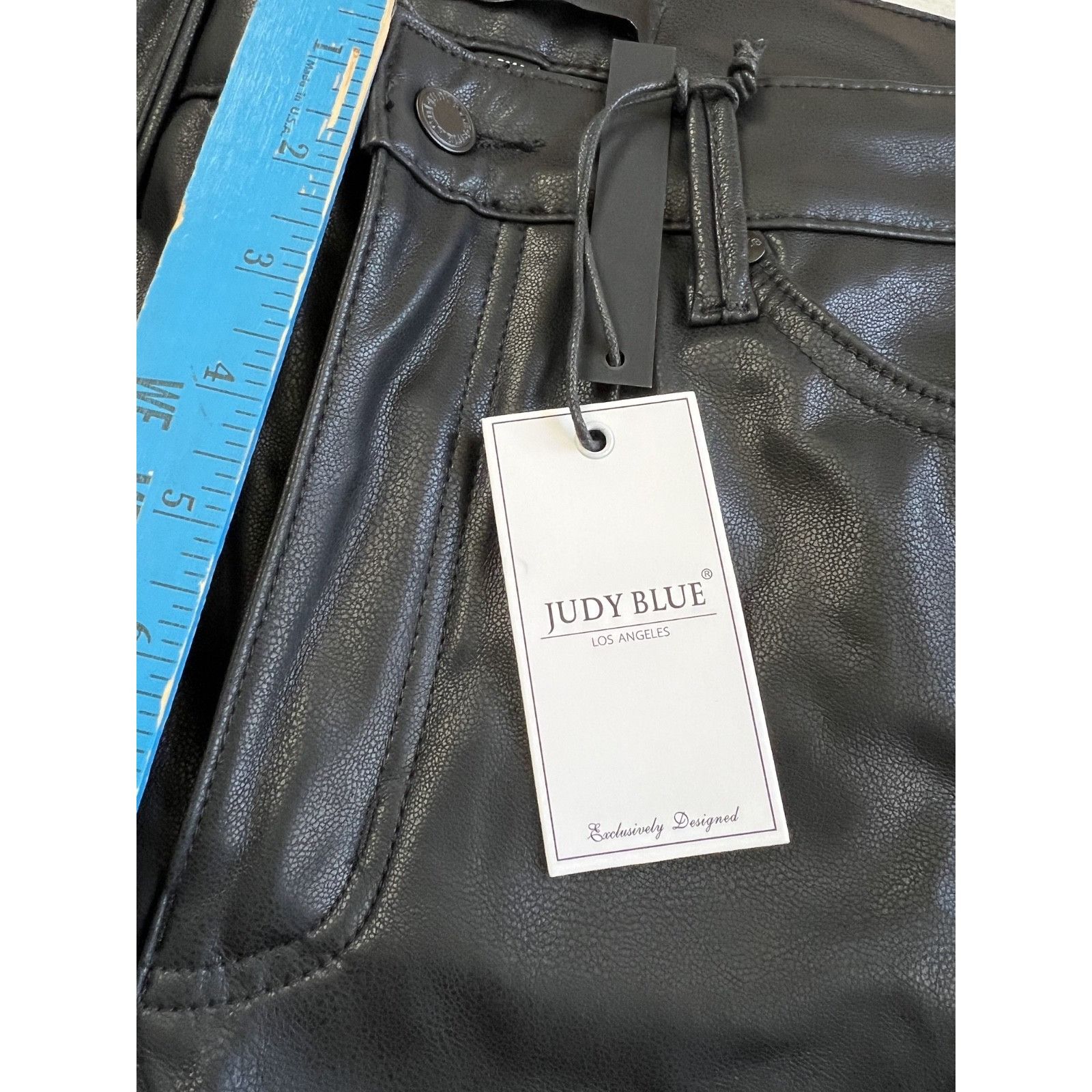 Judy Blue Judy Blue Faux Leather Front Black Straight Fit Jeans Women Size 36" / US 14 / IT 50 - 6 Thumbnail
