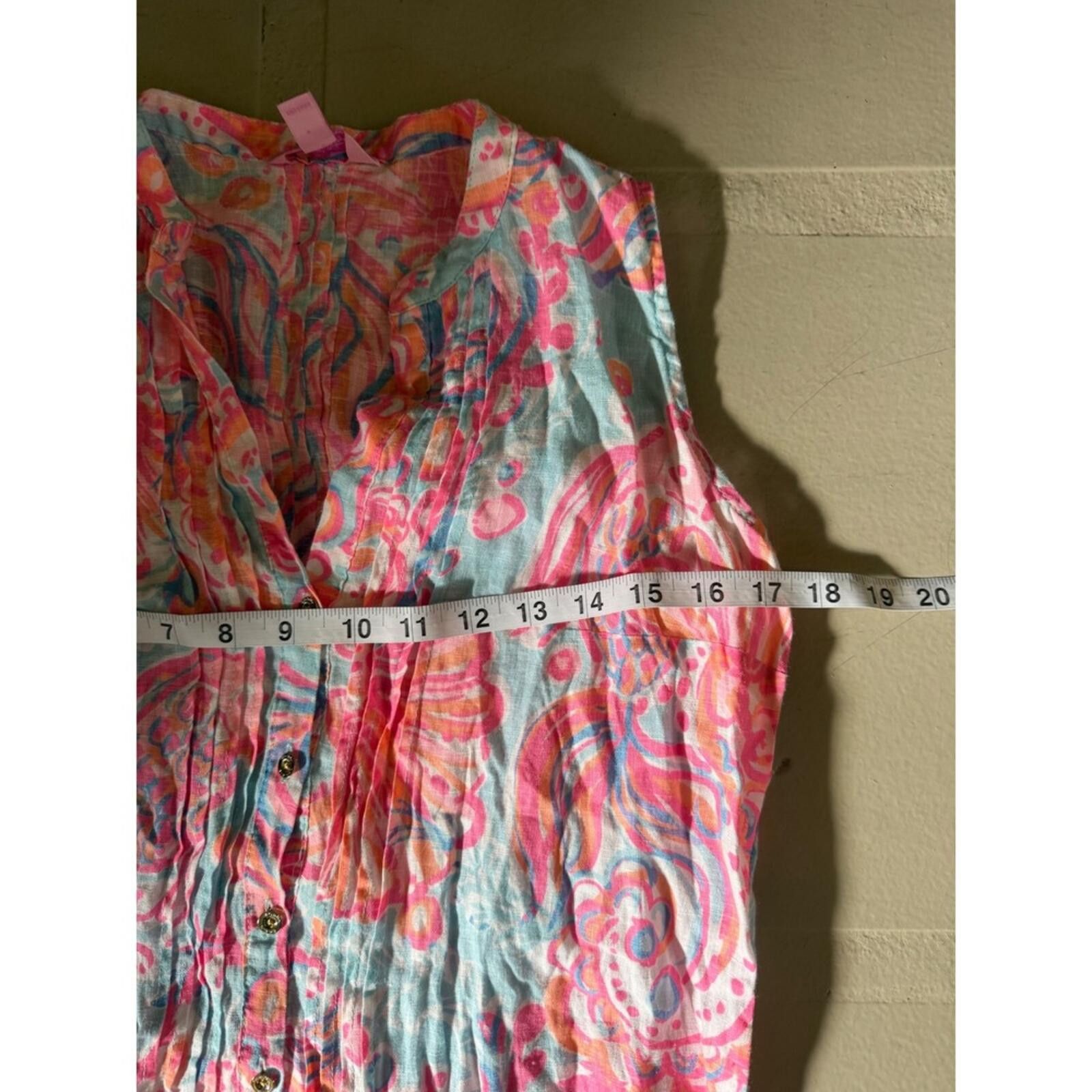 Other Lilly Pulitzer XS Sarasota Pink Linen Sleeveless Shift Dress Size XS / US 0-2 / IT 36-38 - 6 Thumbnail