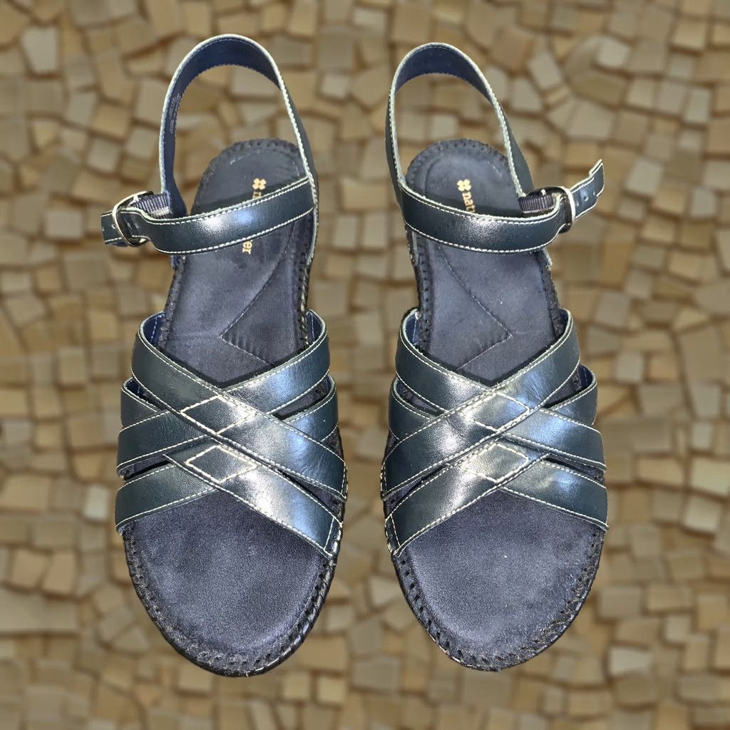 Naturalizer Naturalizer Sandal Womens Retta Navy Blue Leather Wedge Slingback Size 10 M Size US 8 / IT 38 - 1 Thumbnail