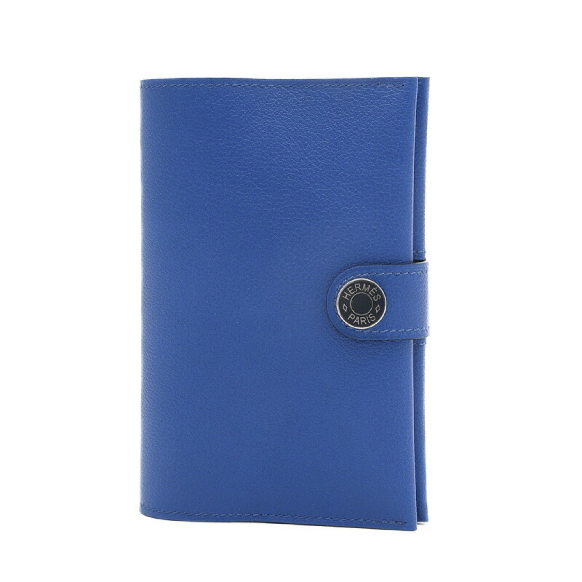 image of Hermes R.m.s Passport Holder Evercolor Blue B Engraved, Women's