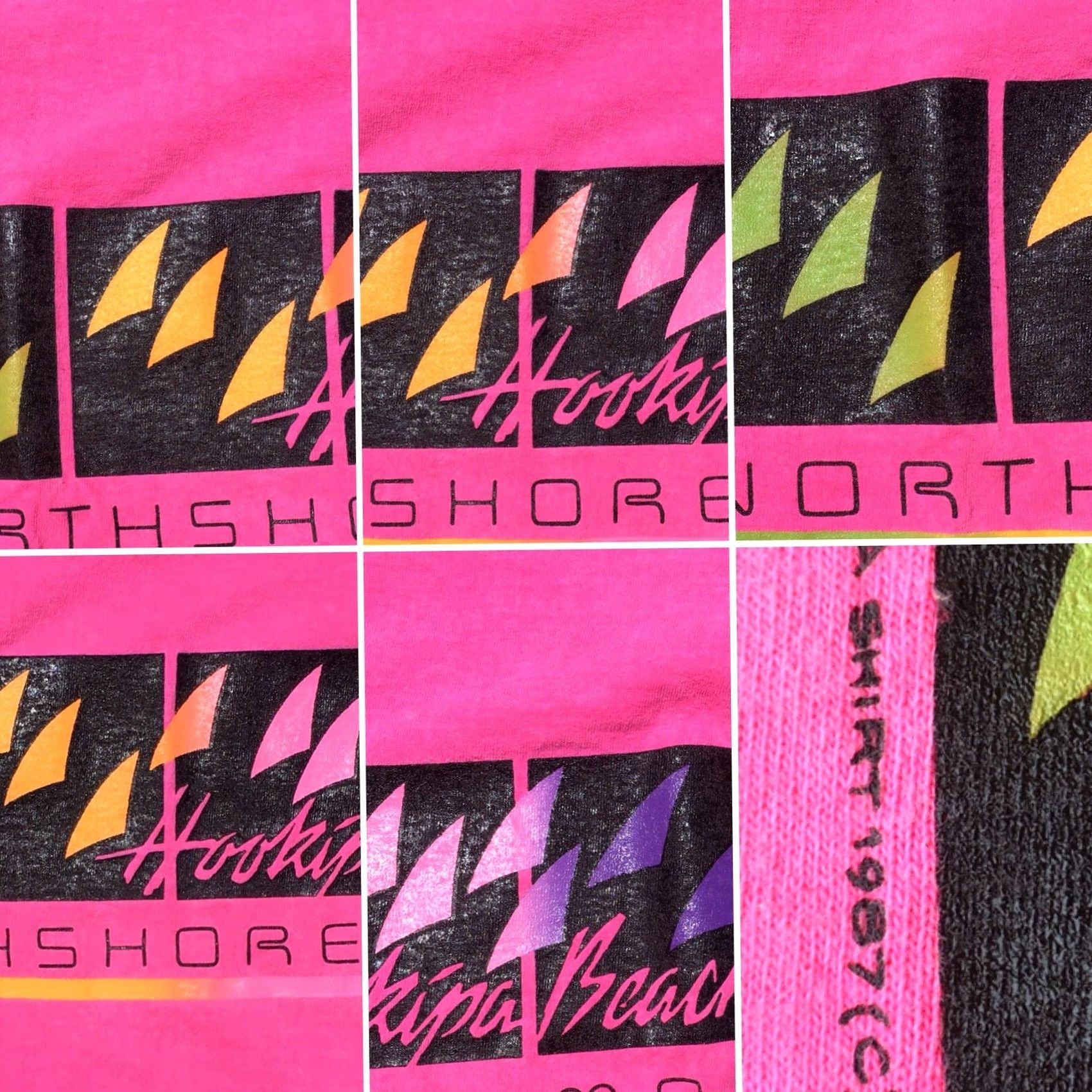 Vintage VINTAGE Hookipa Beach North Shore Maui Neon Graphics T-Shirt 1987 M Mens Short Sleeve 100% Cotton Pink Geometric 80s Graphic Tee Size US M / EU 48-50 / 2 - 6 Thumbnail