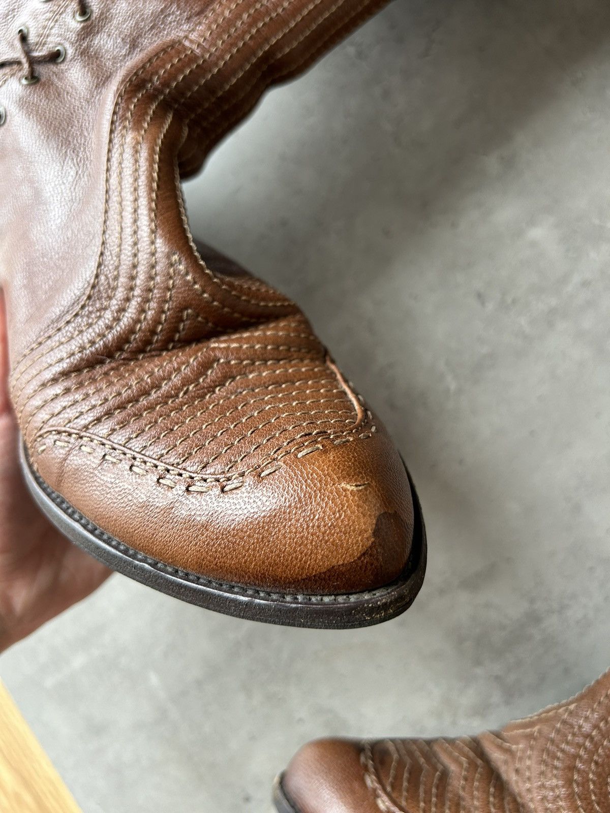McQ Alexander McQueen Alexander Mcqueen Leather High Browm Boots Old money Size US 7.5 / IT 37.5 - 5 Thumbnail