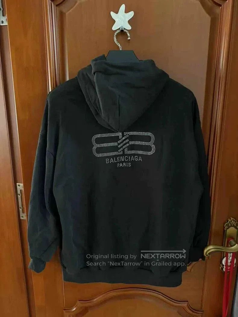 Balenciaga Crystal Logo Black Hoodie.