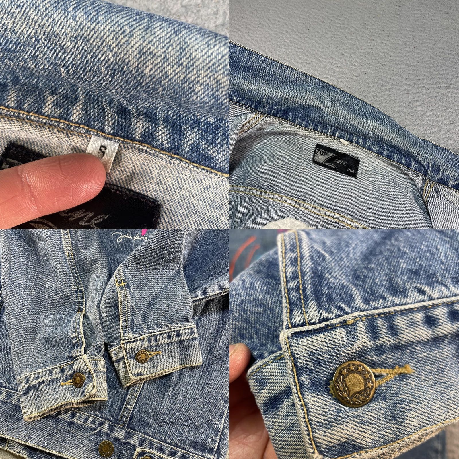 Denime VINTAGE John Lennon Denim Jacket Mens S Blue Imagine The Beatles 90s Trucker Size US S / EU 44-46 / 1 - 9 Thumbnail