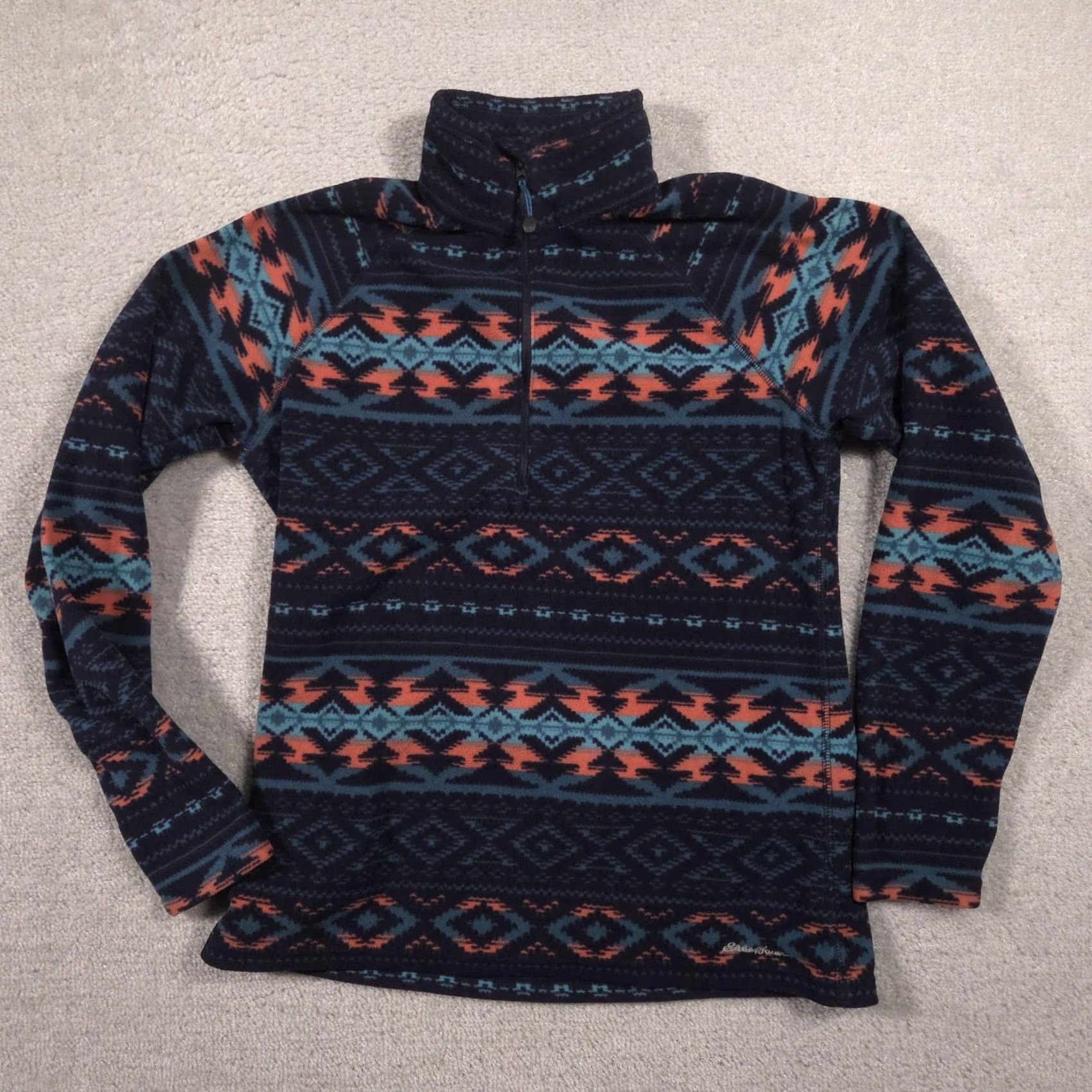 Eddie Bauer VINTAGE Eddie Bauer Sweater Womens XS Blue Fleece 1/4 Zip Mock Neck Aztec Print Size XS / US 0-2 / IT 36-38 - 2 Thumbnail