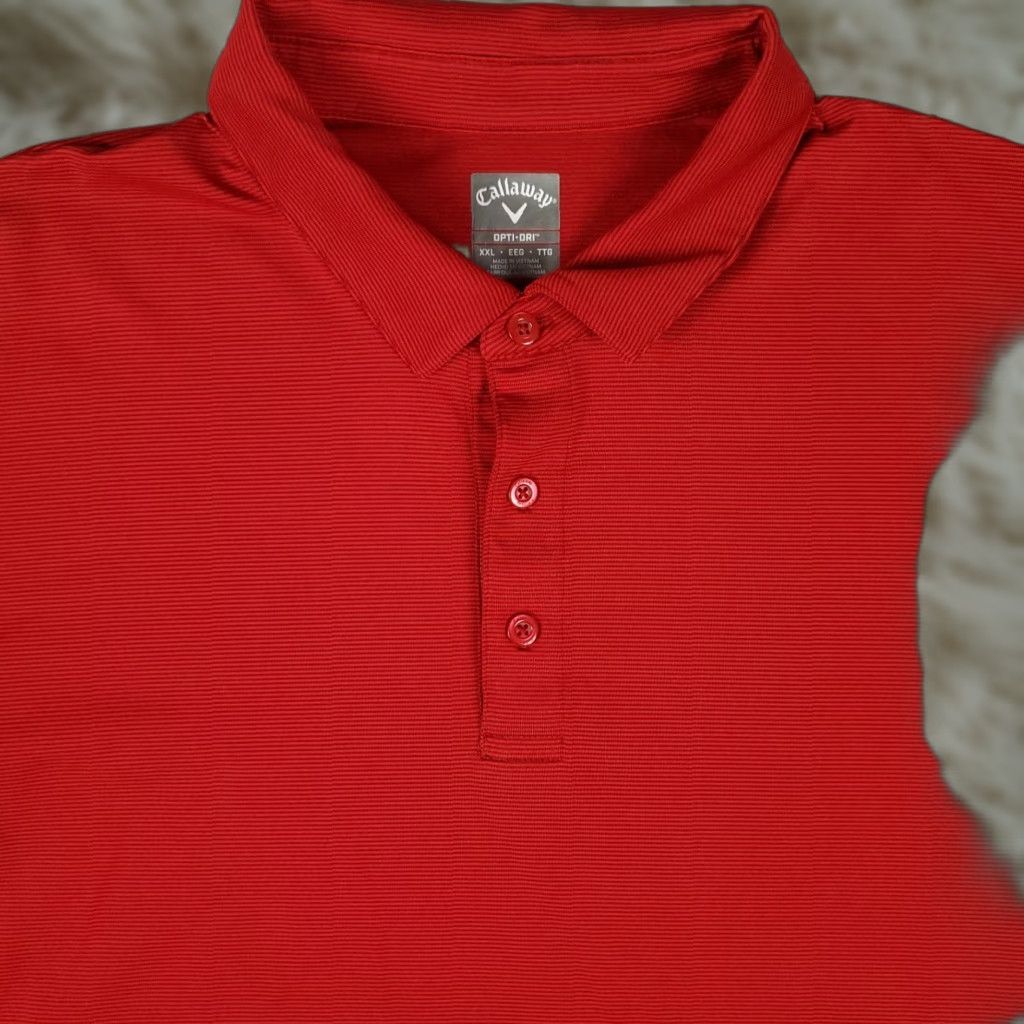 Callaway Callaway Polo Shirt Mens Size 2XL Red Striped Opti Dri Fit Golf Short Sleeve Size US XXL / EU 58 / 5 - 1 Thumbnail