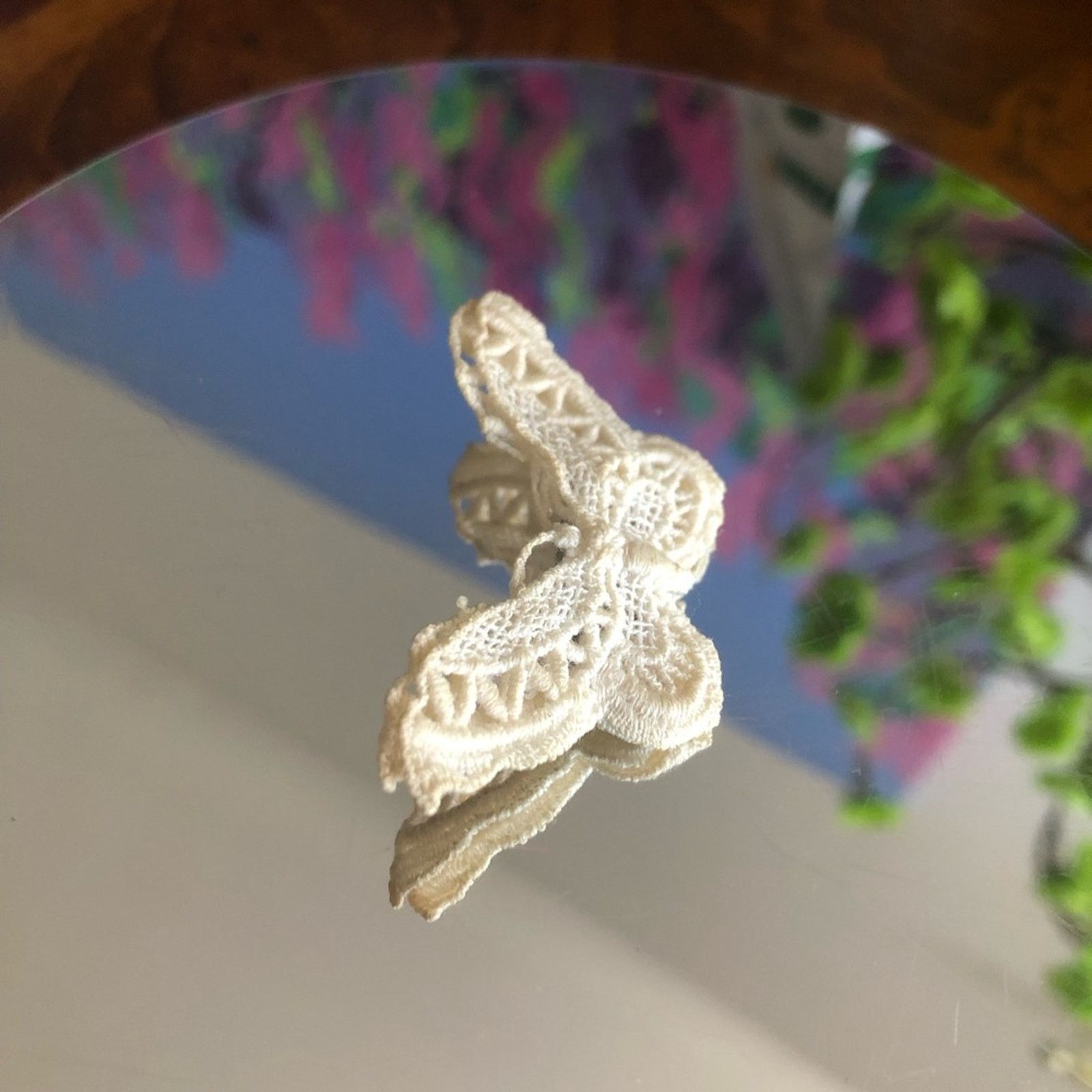 Vintage Vintage handmade crochet lace butterfly brooch pin Size ONE SIZE - 2 Thumbnail