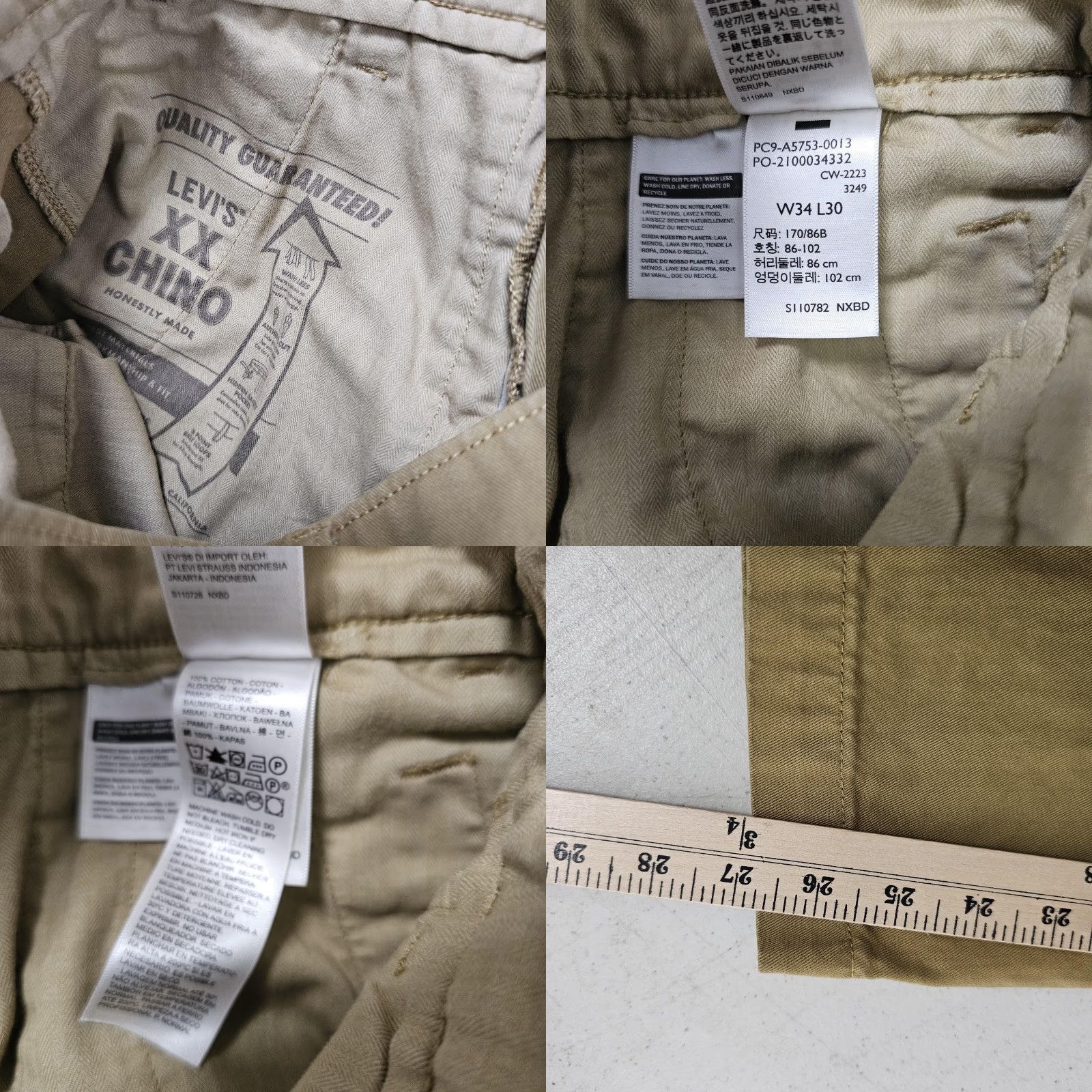 Levi's Levi's XX Chino Pants Mens 34x27 Khaki Flat Front Straight Casual Size US 34 / EU 50 - 8 Thumbnail