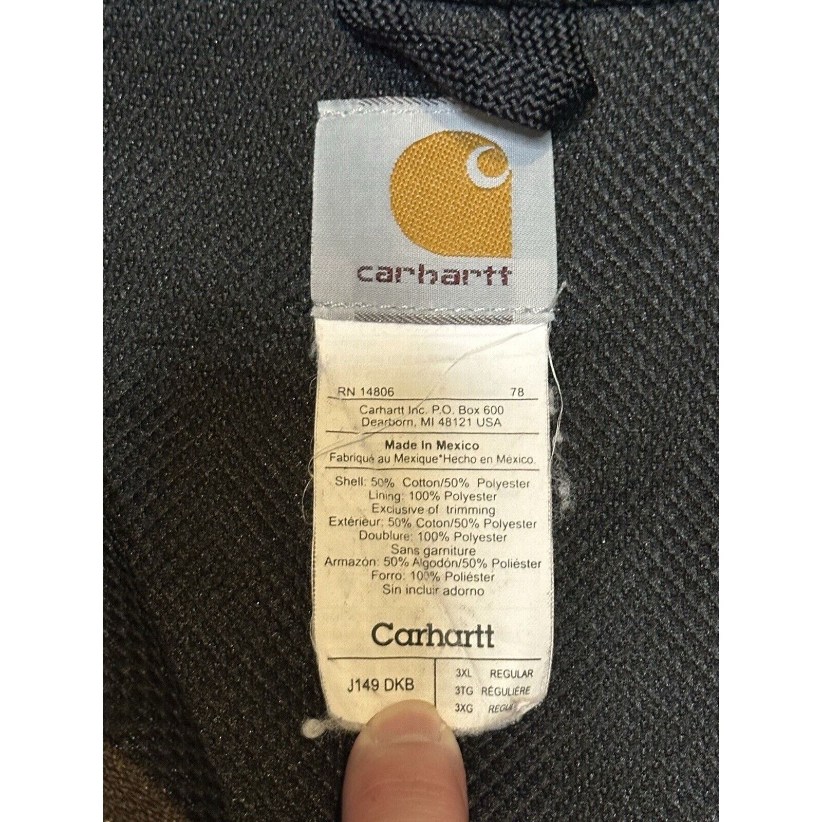 Carhartt Hoodie Men's 3XL Brown J149 DKB Mesh Lined Full Zip