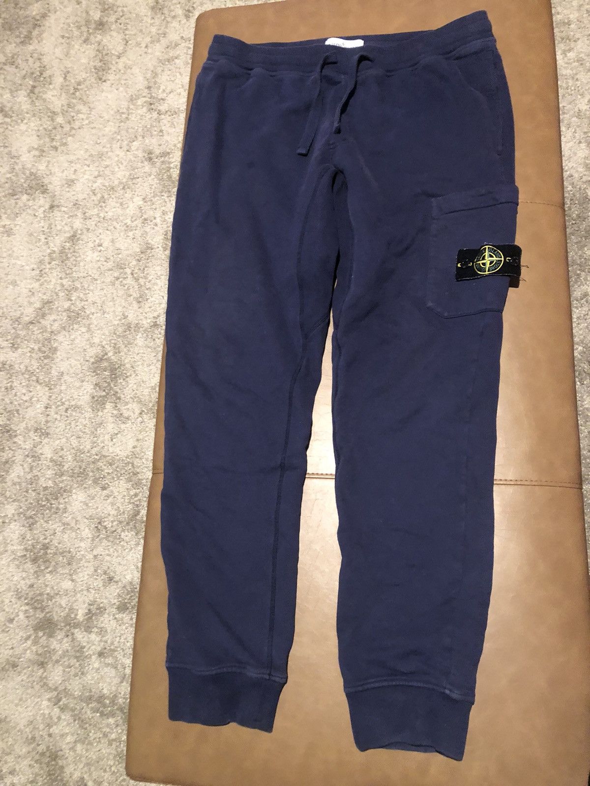 image of Stone Island Navy Blue Sweatpants, Men's (Size 32)
