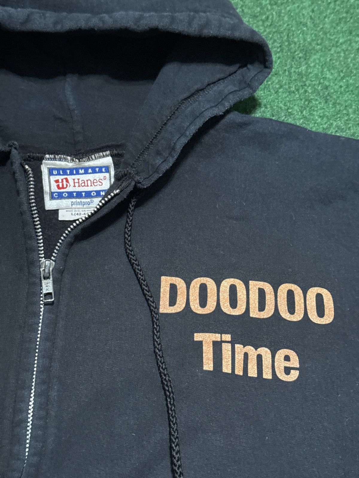 Vintage Vtg 90s Doodoo Time PERFECT Black Zip Grunge Skater Hoodie Size US L / EU 52-54 / 3 - 3 Thumbnail
