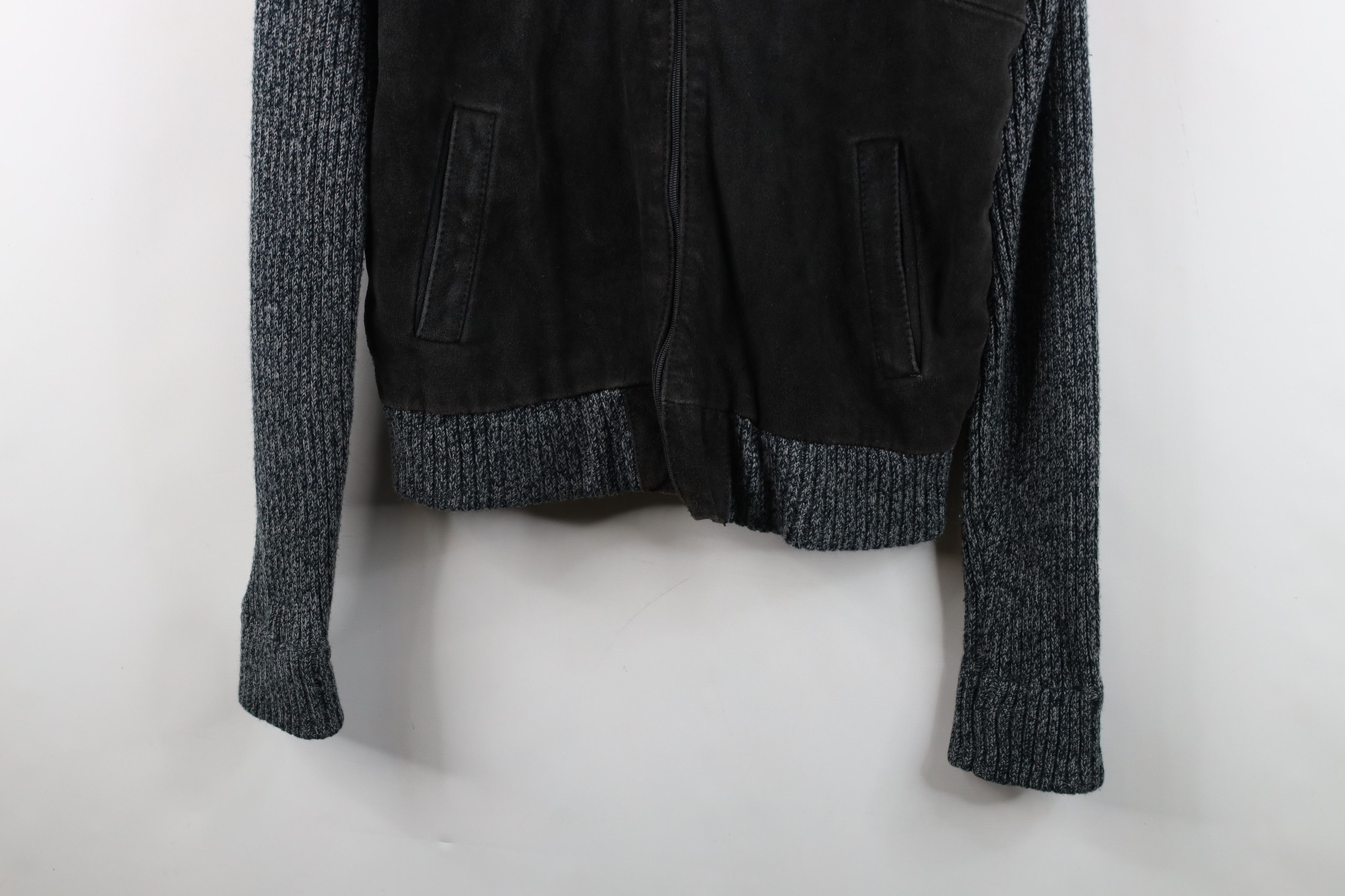 Vintage Vintage 70s Streetwear Leather Knit Sweater Jacket Swacket Size US L / EU 52-54 / 3 - 3 Thumbnail