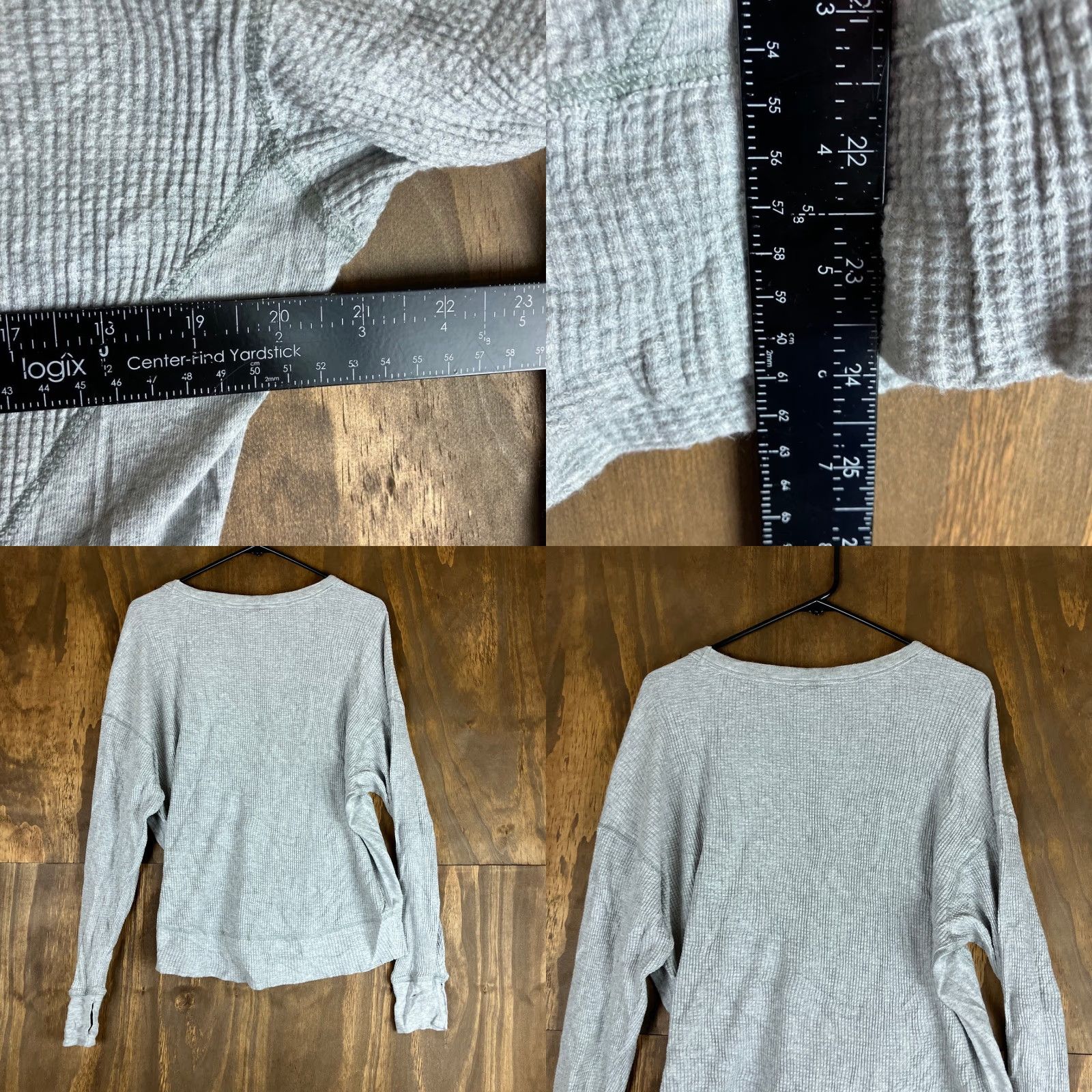 Vintage Aerie OFFLINE Womens Shirt Gray Waffle V Neck Long Sleeve Stretch S Size S / US 4 / IT 40 - 8 Thumbnail