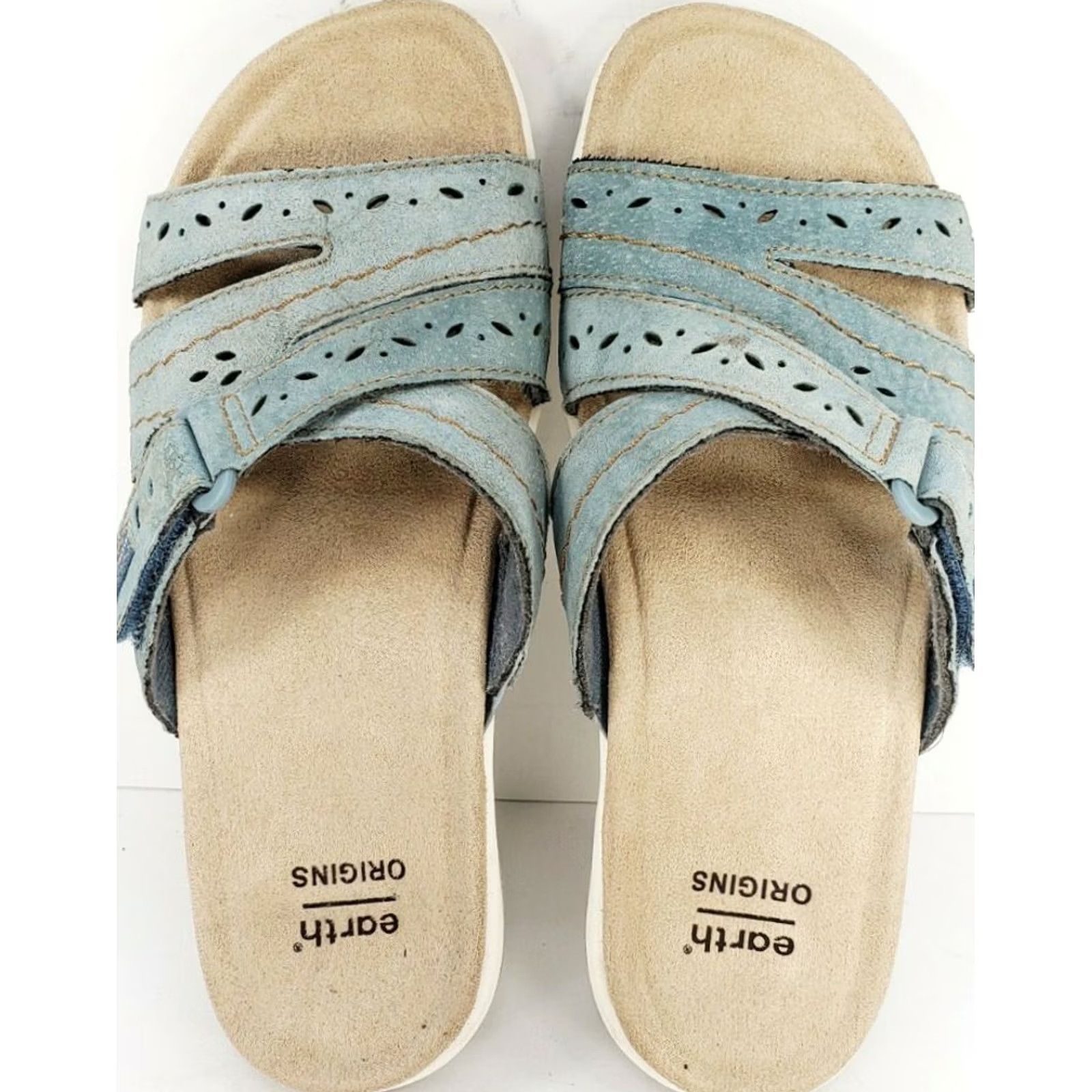 Vintage Earth Origins Savoy Shantel Slide Sandals Womens Morrocan Blue Tan 6M Size US 6 / IT 36 - 6 Thumbnail