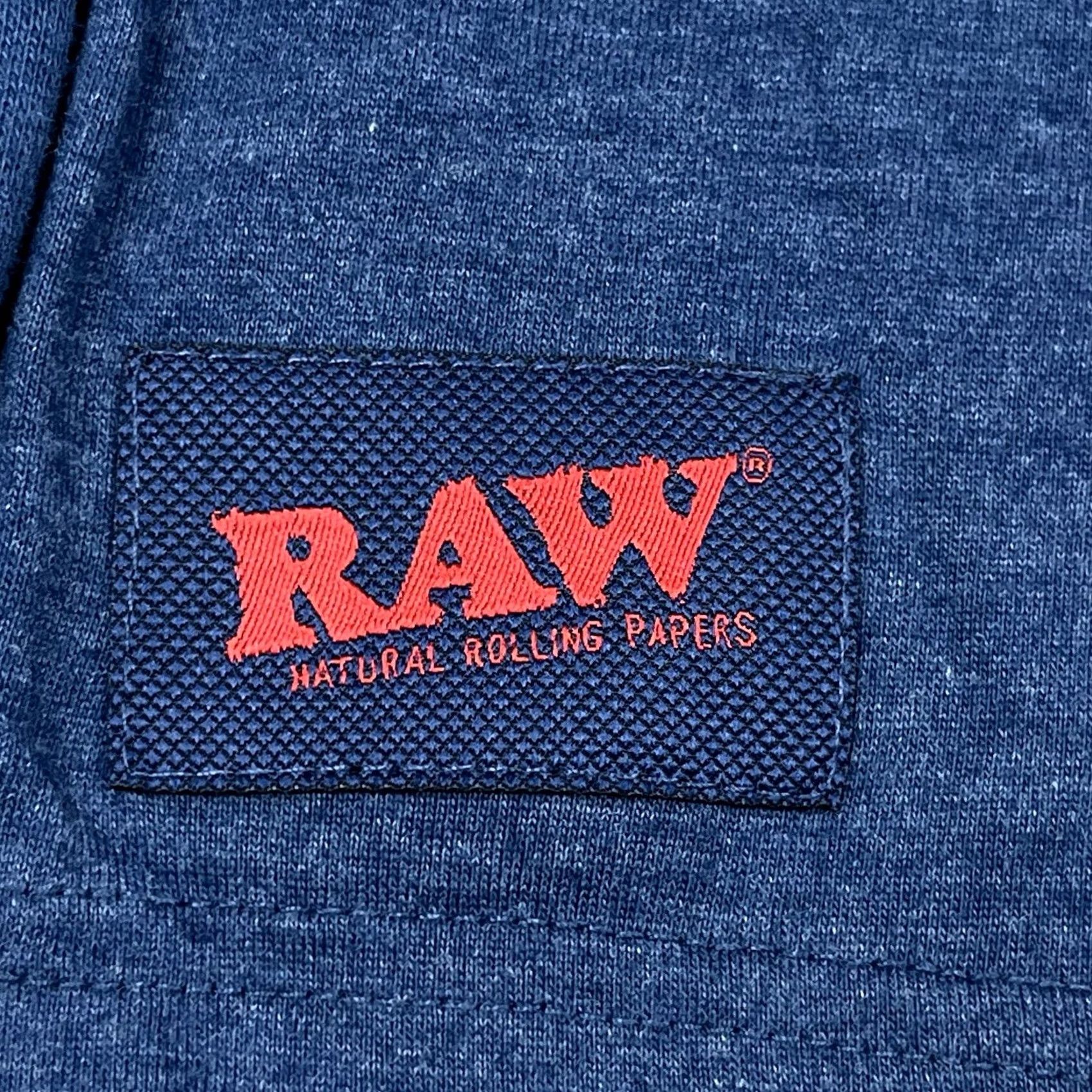 Vintage RAW Logo Lightweight Pullover Hoodie Men XL Blue Size US XL / EU 56 / 4 - 2 Thumbnail