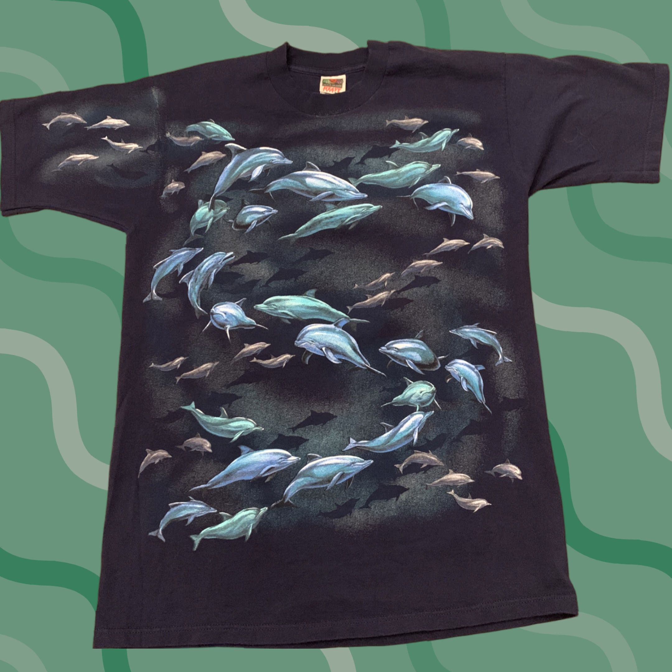 Vintage VINTAGE Bottlenose Dolphin All Over Print Shirt L Men Blue 90s Ocean Theme Mens T-Shirt Size US L / EU 52-54 / 3 - 1 Thumbnail