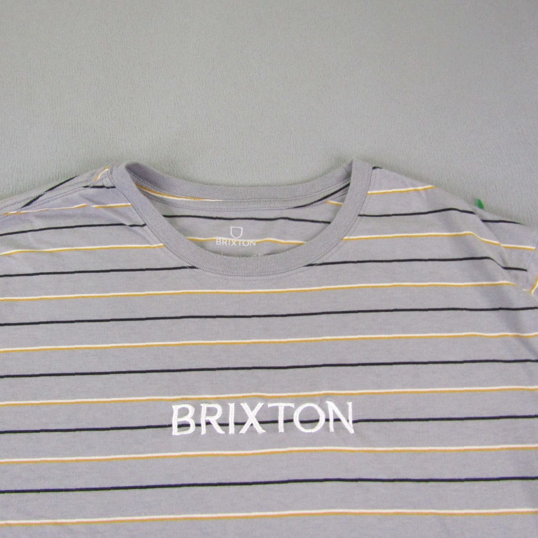 Brixton Brixton Shirt Mens Gray Stripes XL Standard Fit Skateboarding Skater Surfer Size US XL / EU 56 / 4 - 3 Thumbnail