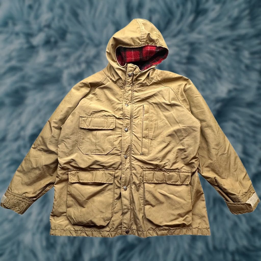 Vintage VINTAGE Woolrich Parka Hooded Jacket Womens Large Wool Lined Brown Plaid Field Coat Coat? Size L / US 10 / IT 46 - 1 Thumbnail
