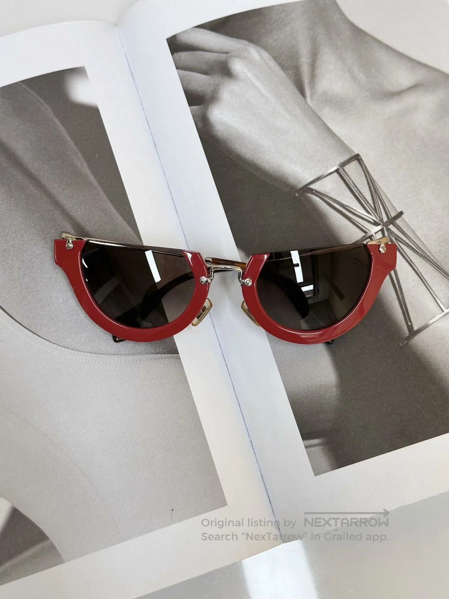Miu Miu MIUMIU Red Half-Frame Casual Sunglasses. Size ONE SIZE - 2 Thumbnail