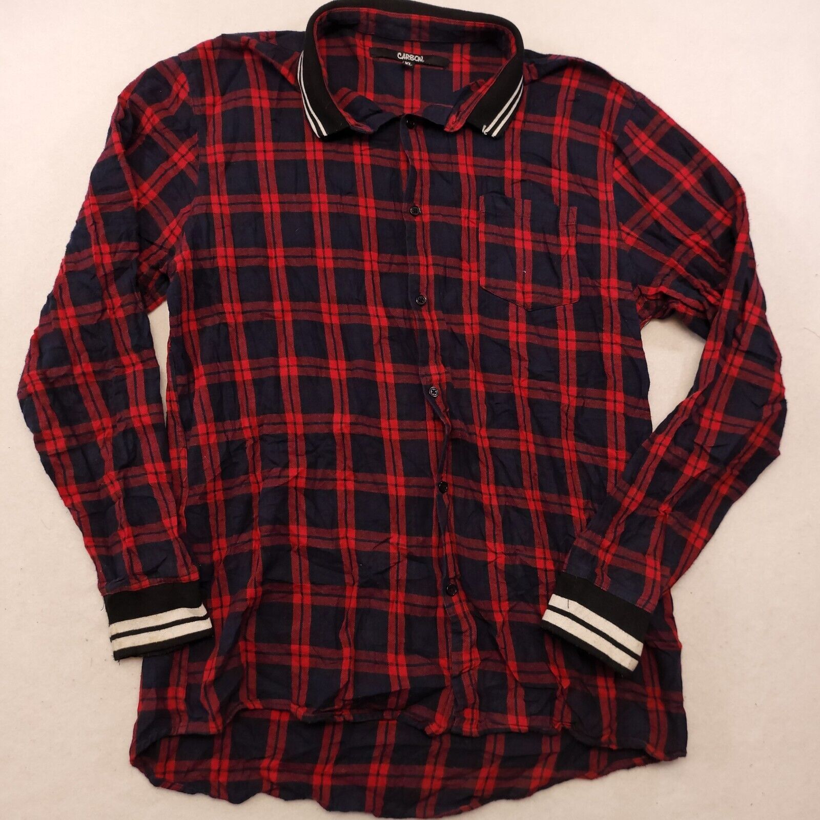Carbon Carbon Tartan Flannel Shirt Mens Size Extra Large Red Black Size US XL / EU 56 / 4 - 2 Thumbnail