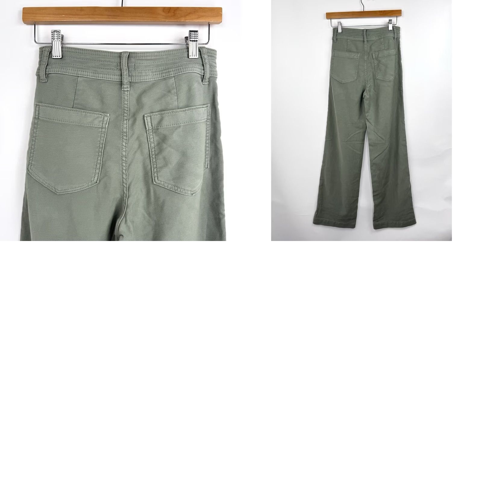 Faherty Faherty Womens Pants 25 High Rise Wide Leg Green Cotton Blend Terry 31in Inseam Size 42" / US 20 - 9 Thumbnail