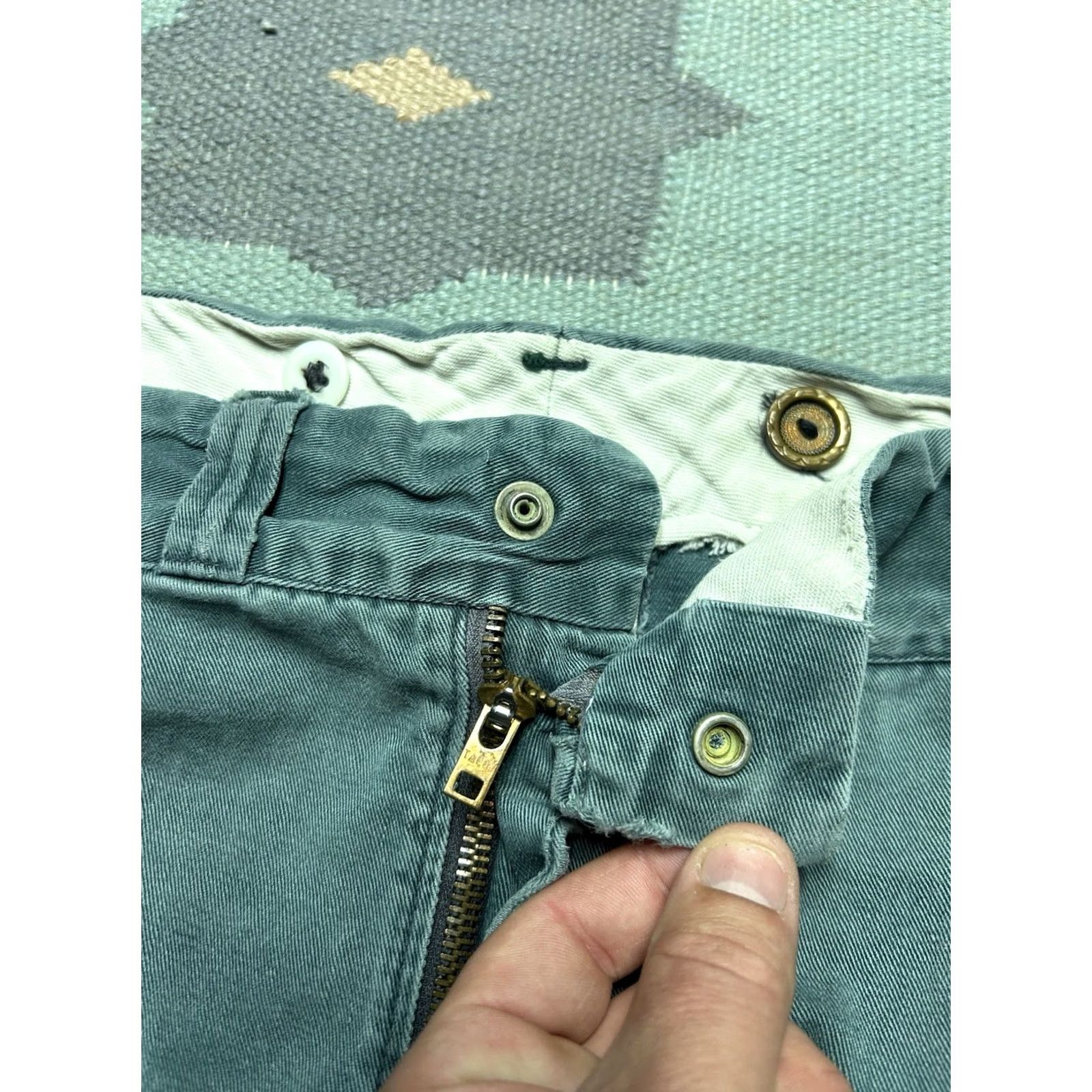 Vintage VINTAGE 1950s Chino Twill Work Pants Sage Green Sail Cloth Talon Zip 40x29 Men Pants Size US 40 / EU 56 - 6 Thumbnail