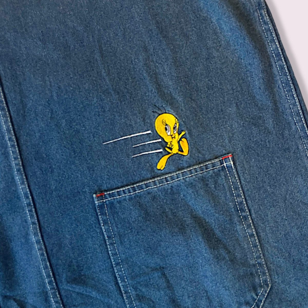 Vintage × Warner Bros Vintage Looney Tunes Denim Overall Dress Size L / US 10 / IT 46 - 5 Thumbnail
