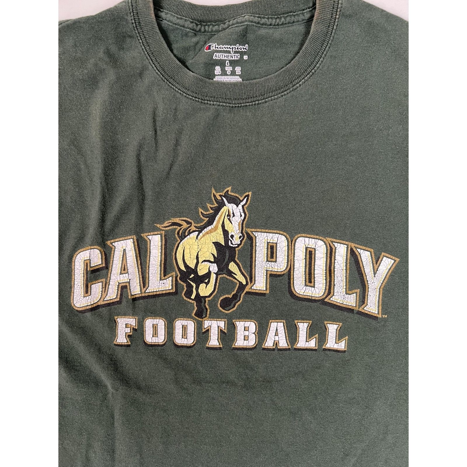 Champion Vintage Cal Poly Mustangs Shirt Mens M/L Green NCAA Football Size US M / EU 48-50 / 2 - 2 Thumbnail