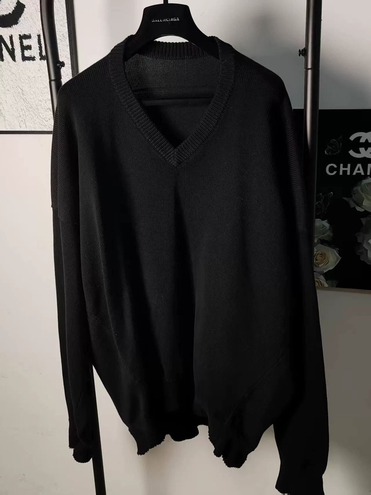 Balenciaga Distressed Black Sweater